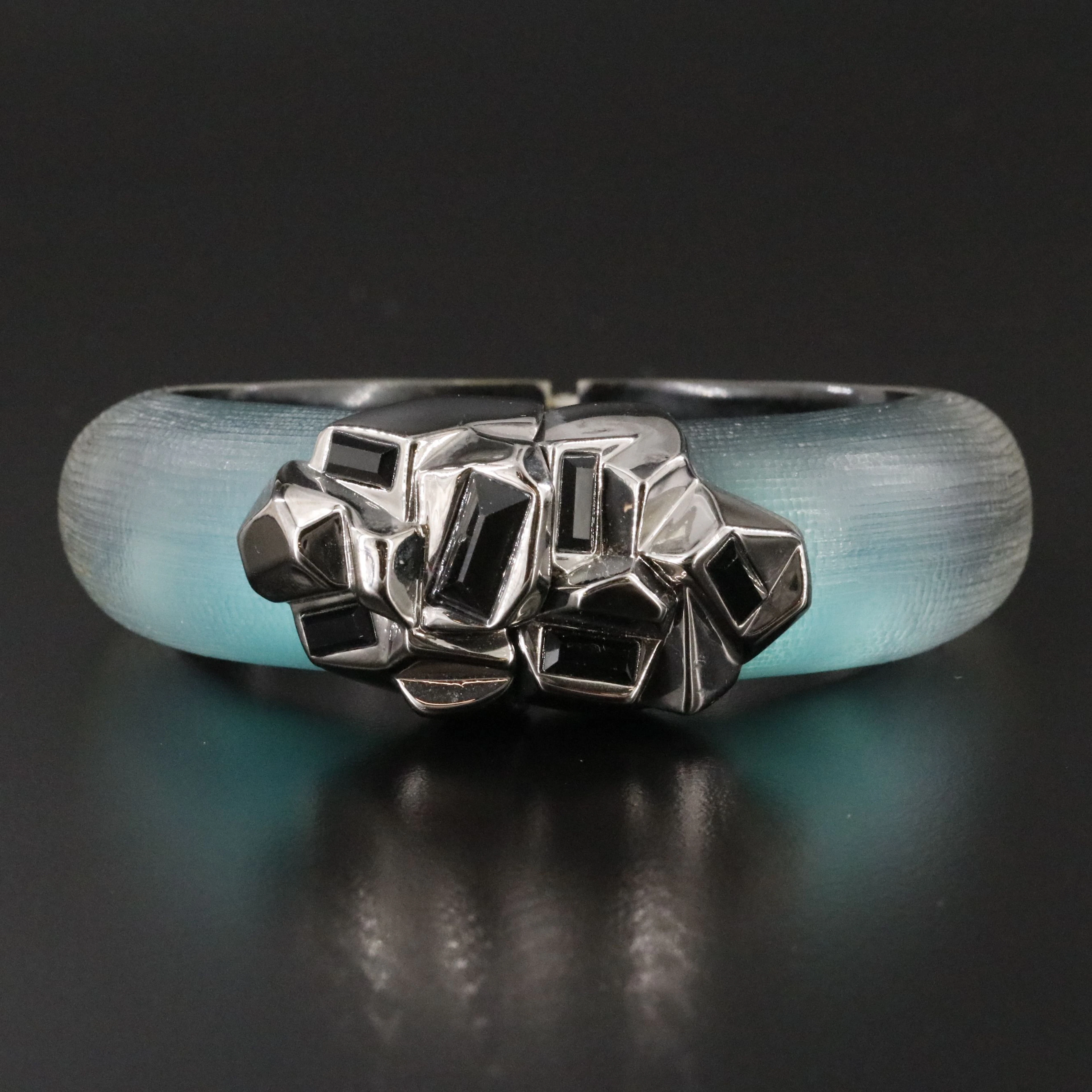 Alexis Bittar Lucite and Crystal Hinged Bangle Bracelet
