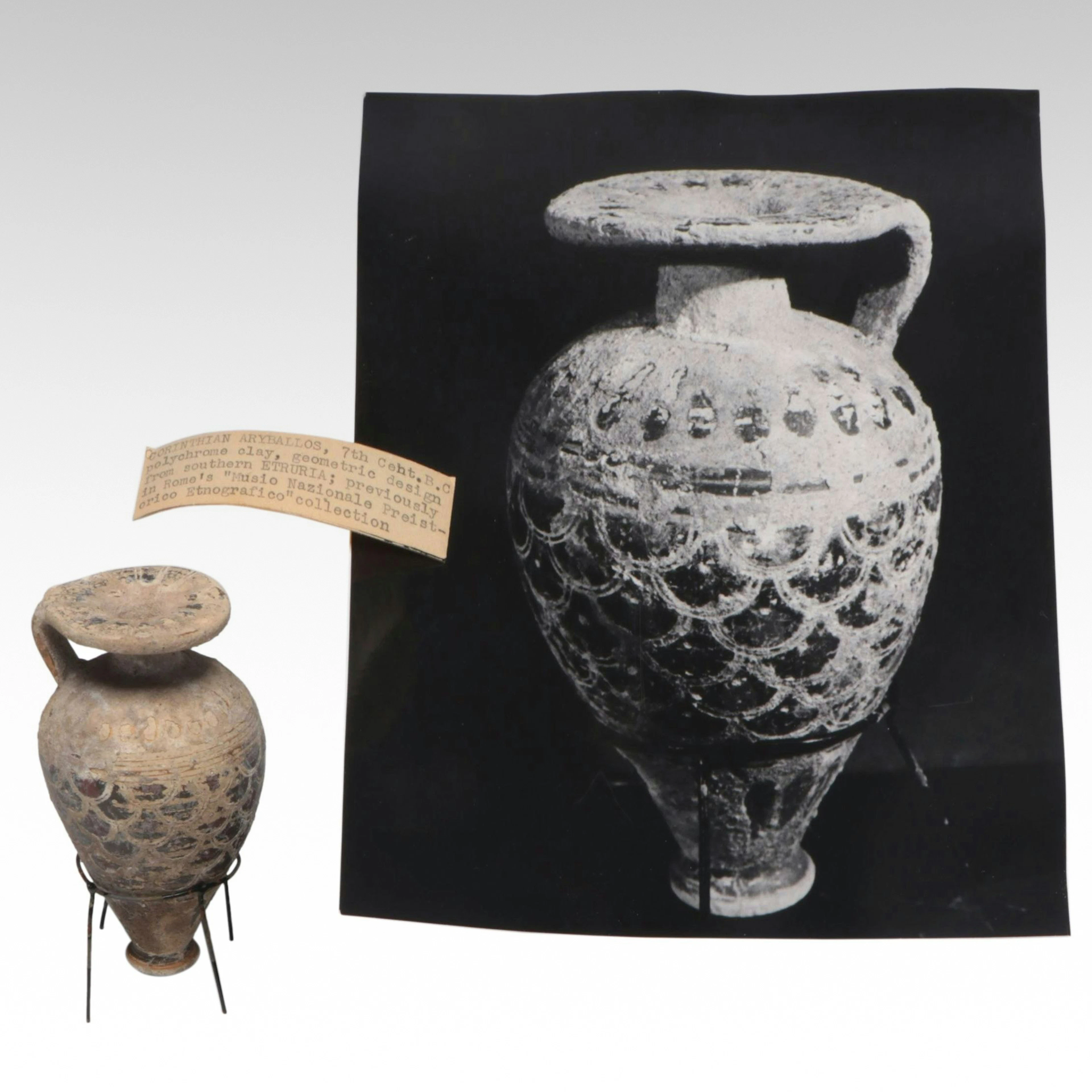 Corinthian Polychrome Terracotta Pointed Aryballos, 7th Century BCE