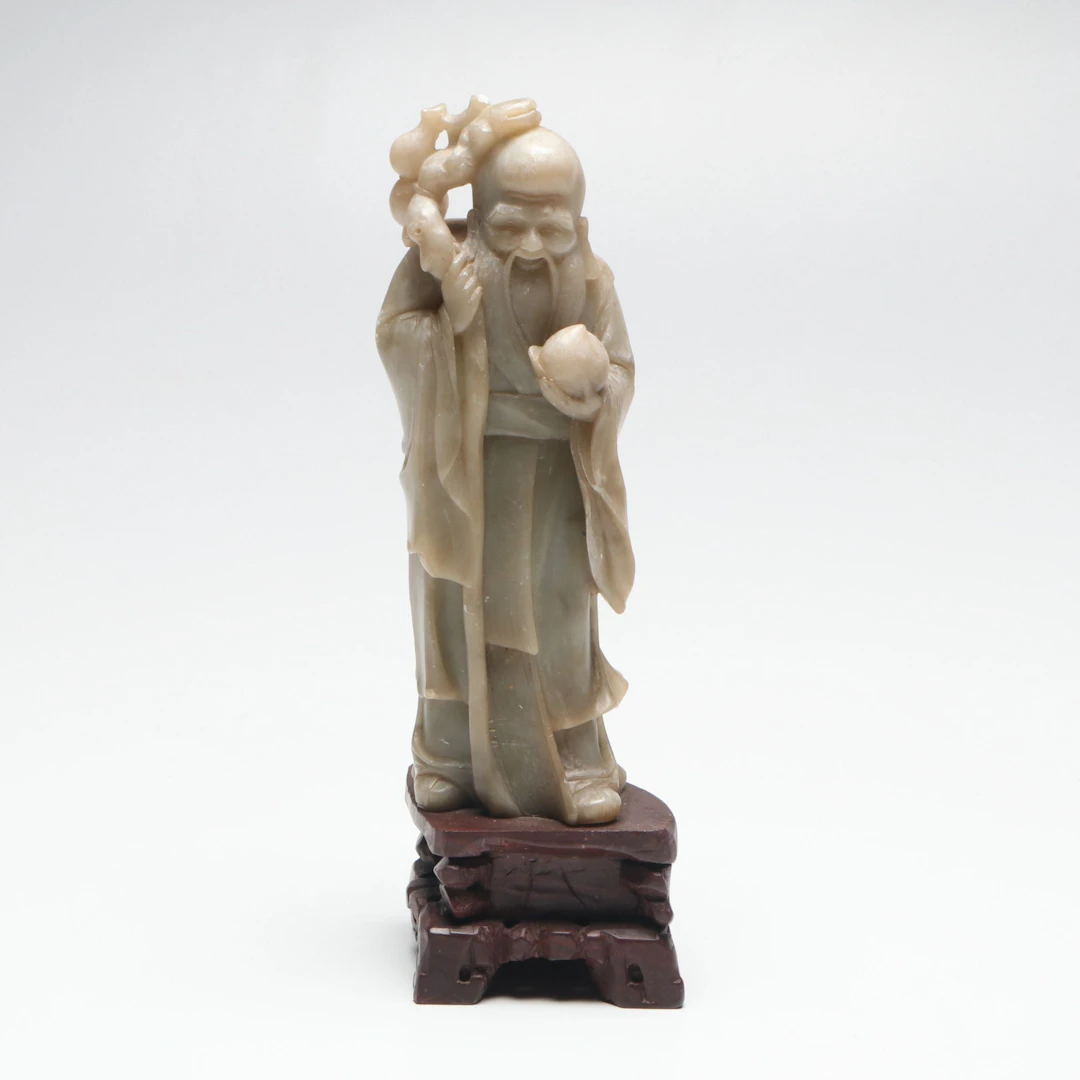 Chinese Hand-Carved Soapstone Shouxing Figurine