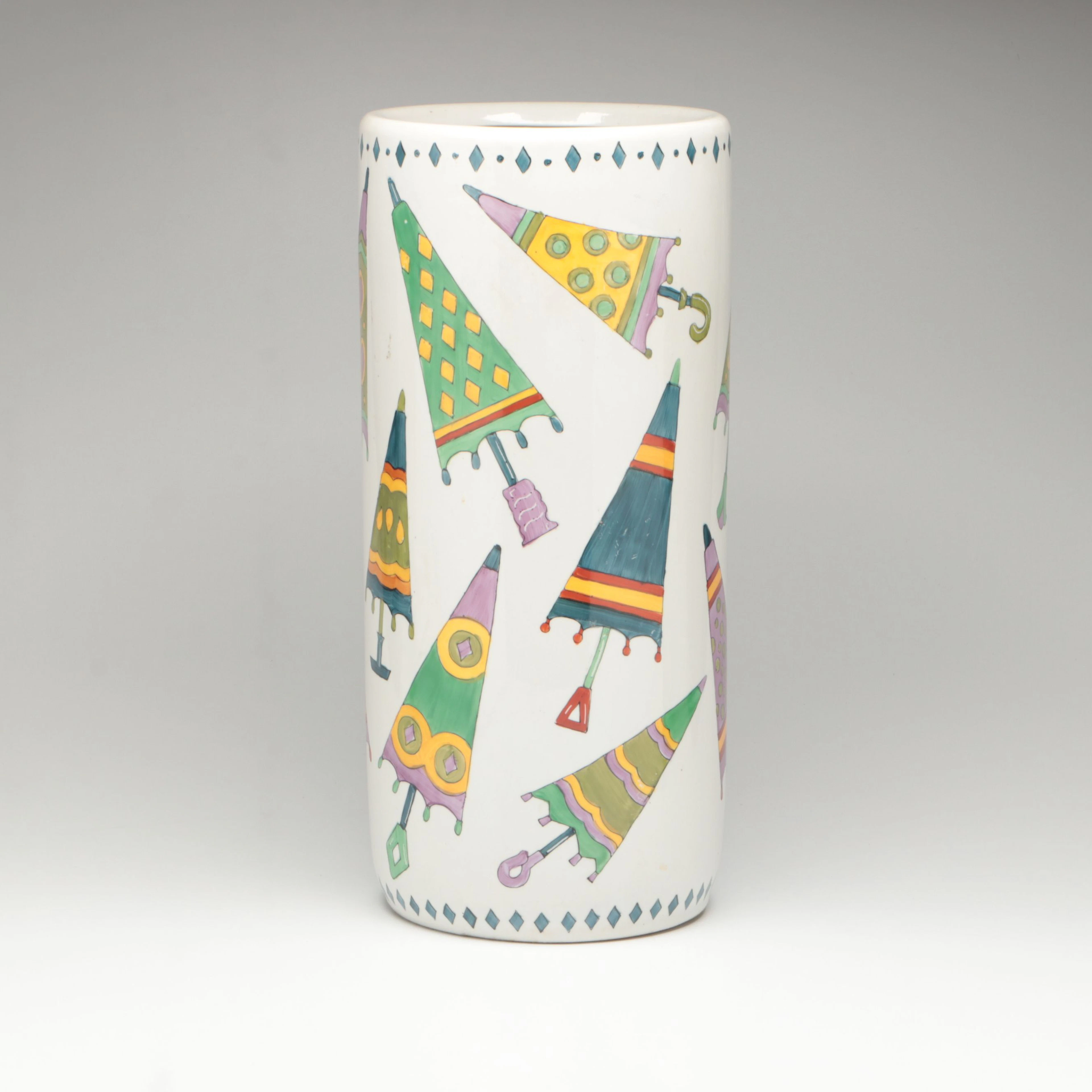 Whimsical Chinese Porcelain Umbrella Stand, Vintage