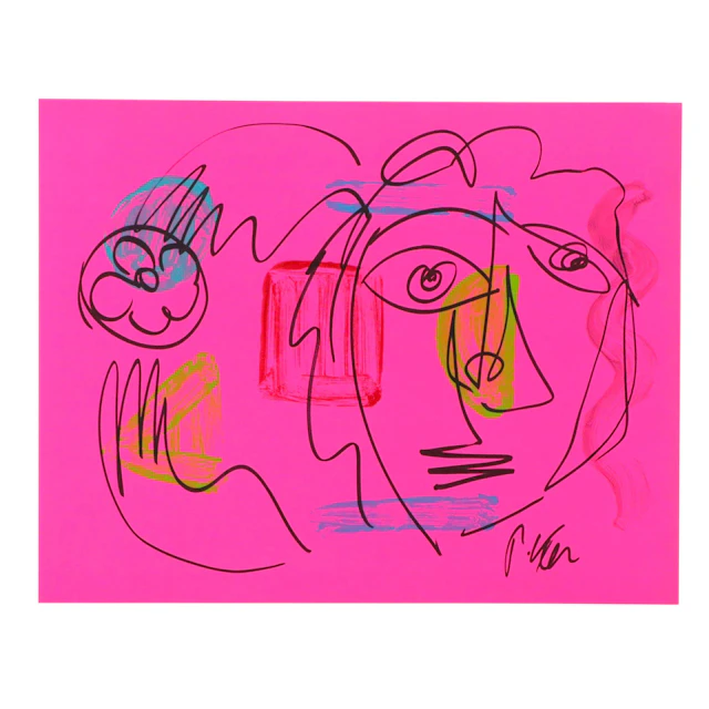Peter Robert Keil Stylized Mixed Media Portrait, 21st Century