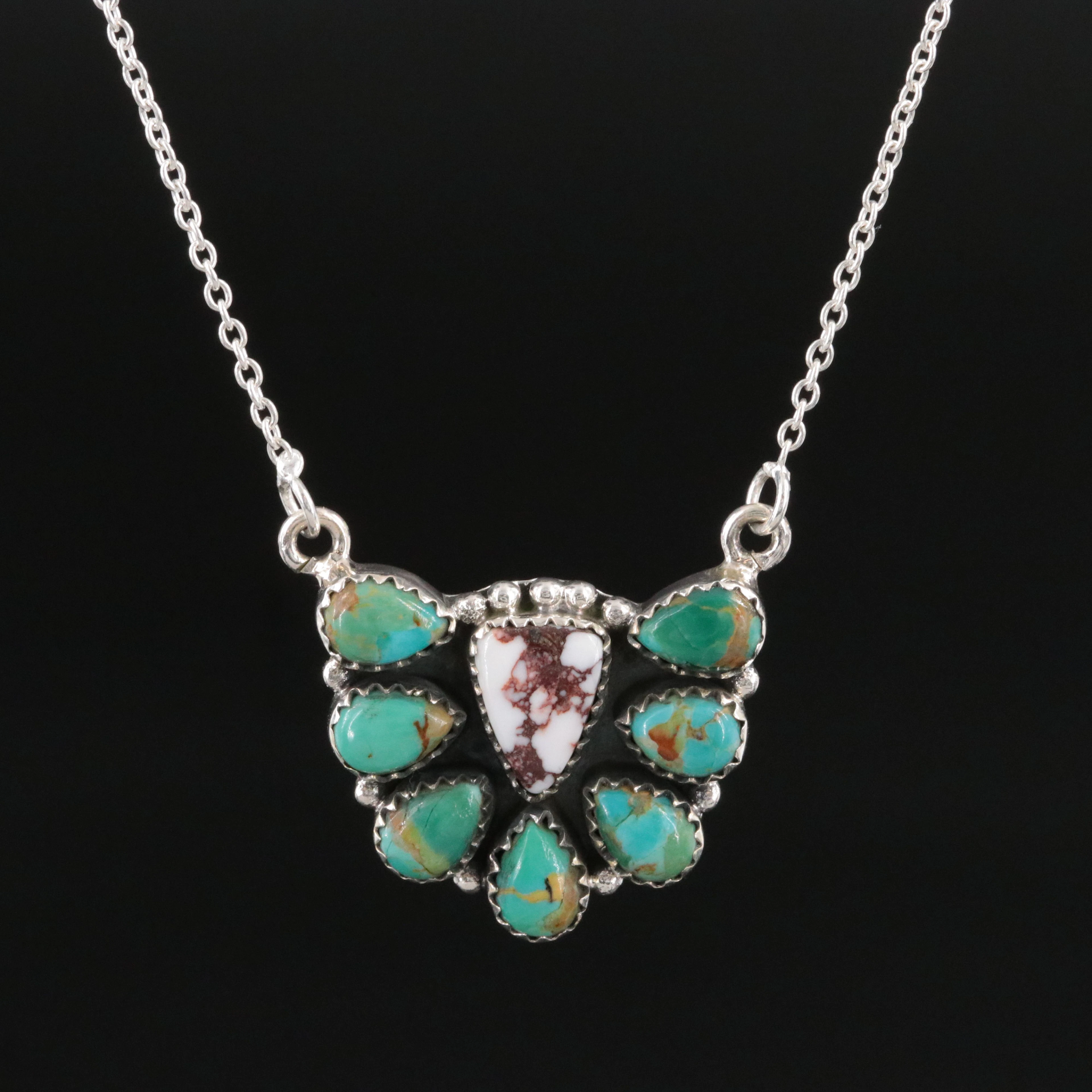 Sterling Turquoise and Howlite Necklace