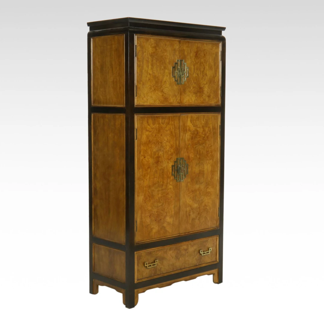 Raymond Sobota for Century Furniture Chin Hua Collection Burl Wood Armoire