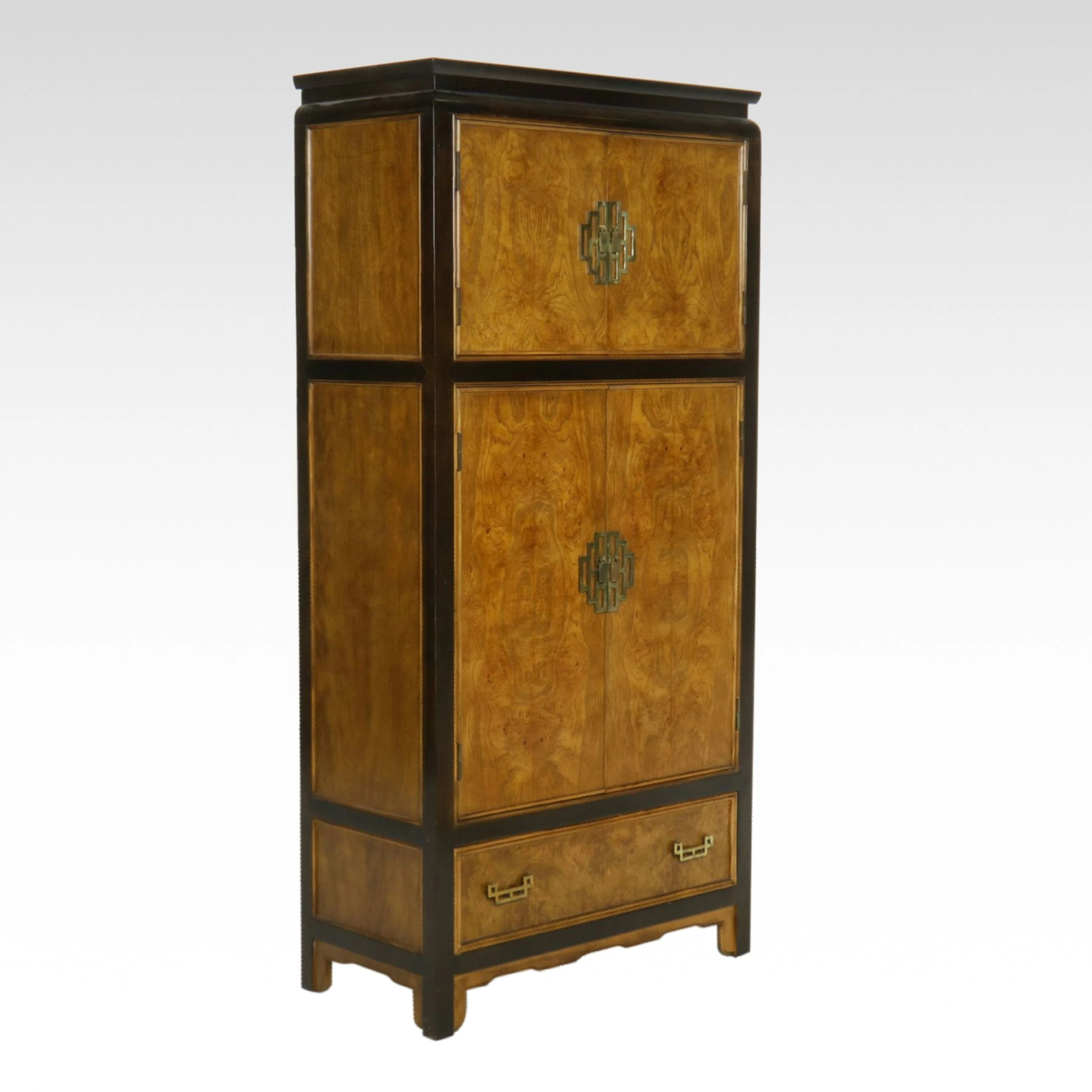 Raymond Sobota for Century Furniture Chin Hua Collection Burl Wood Armoire