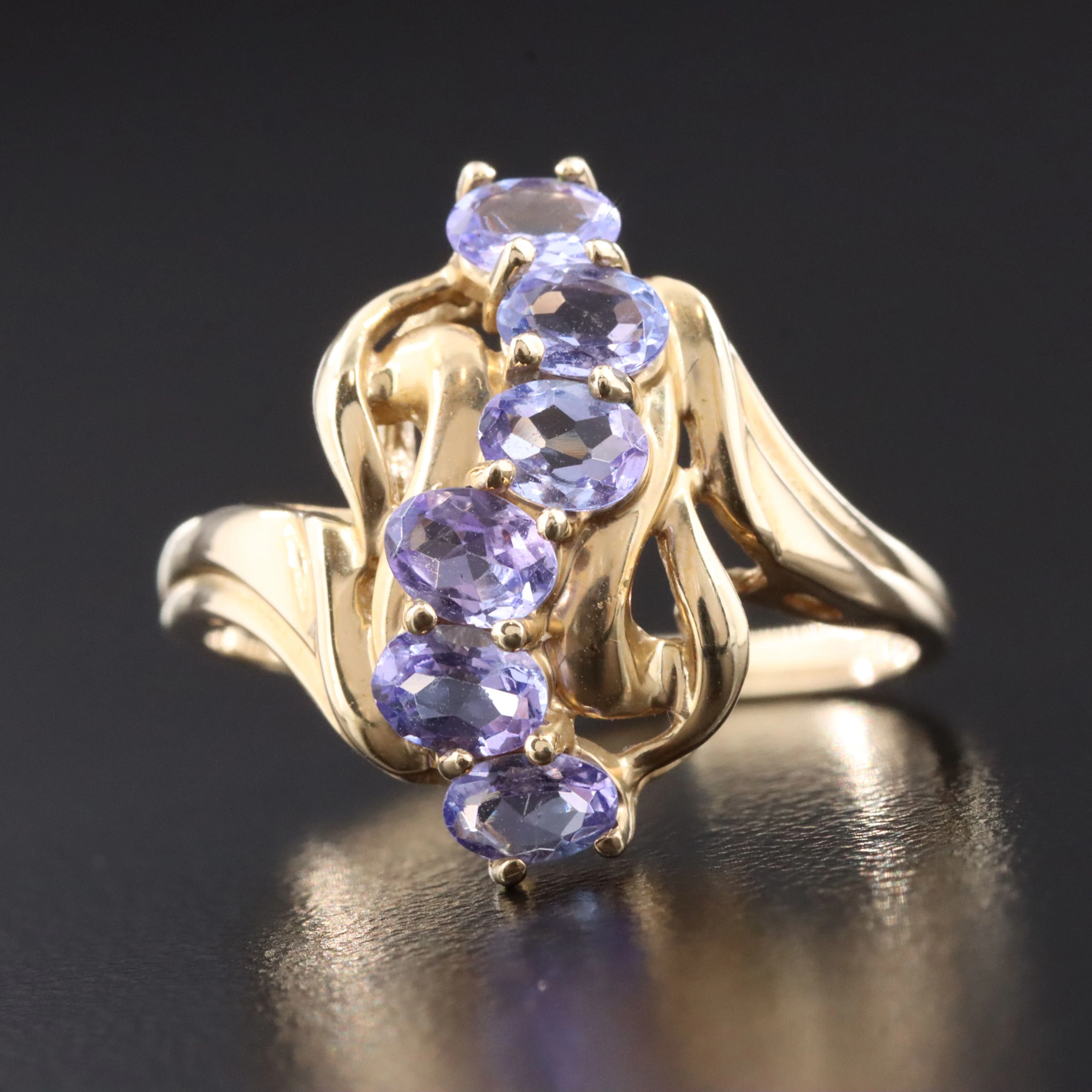 10K Tanzanite Scroll Ring