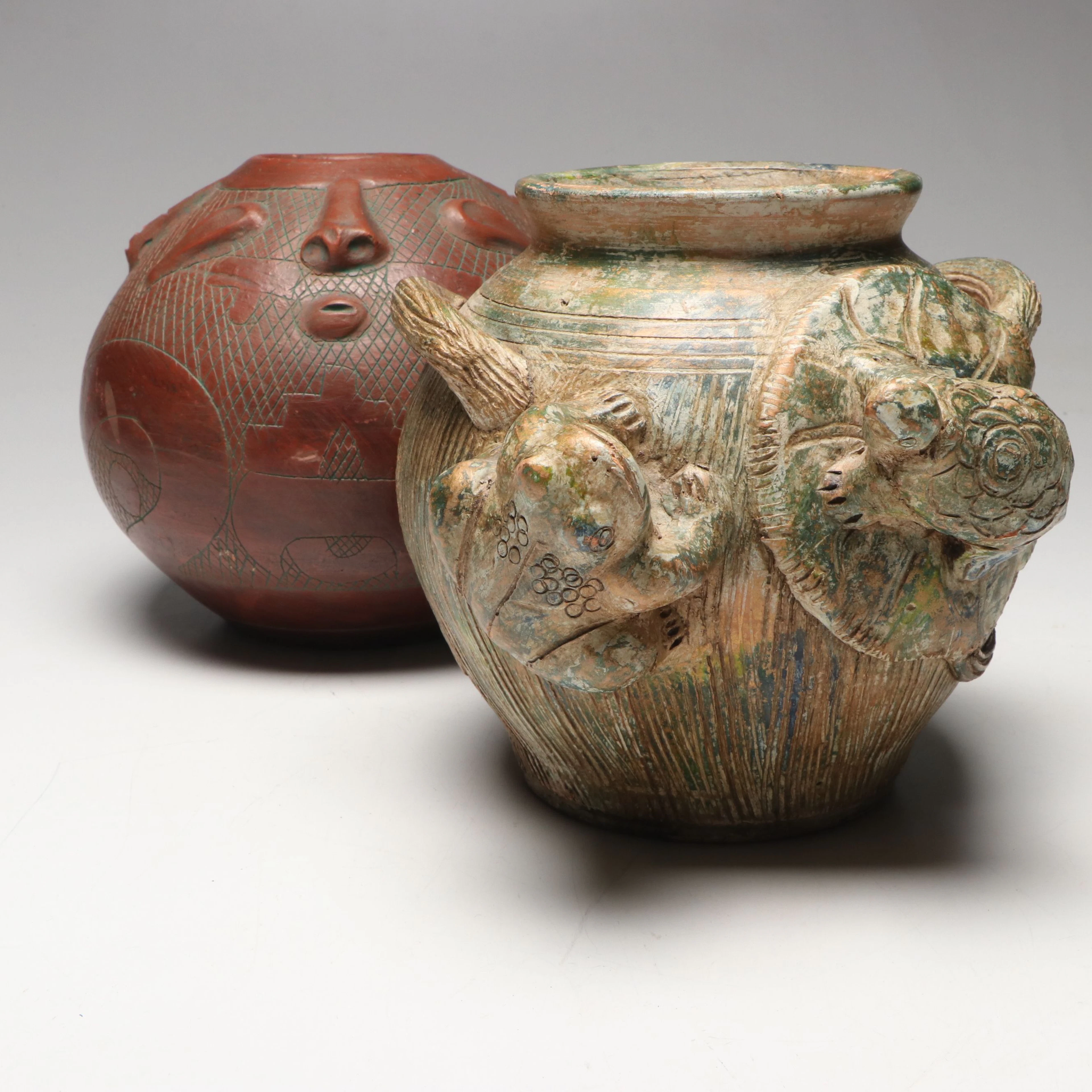 Amazonian and Thai Sculptural Ceramic Pots