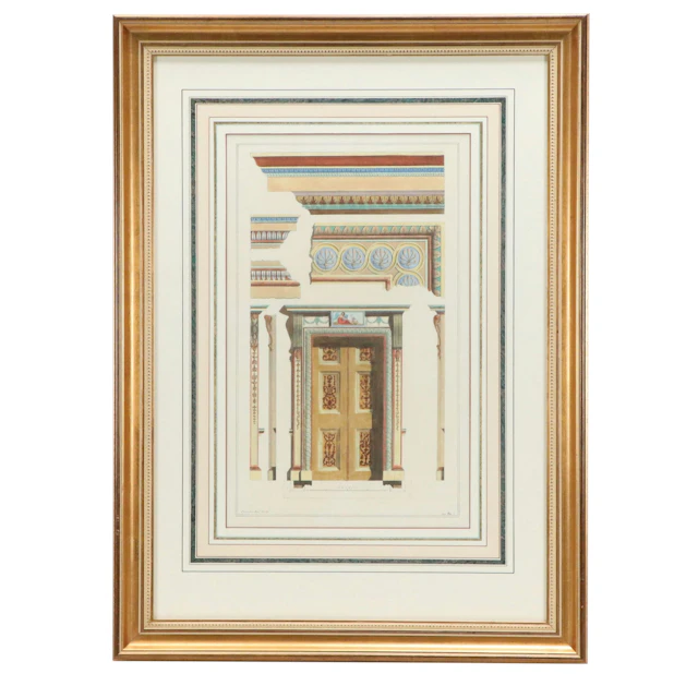 Hand-Colored Lithograph After Michelangelo Pergolesi of Architectural Elements