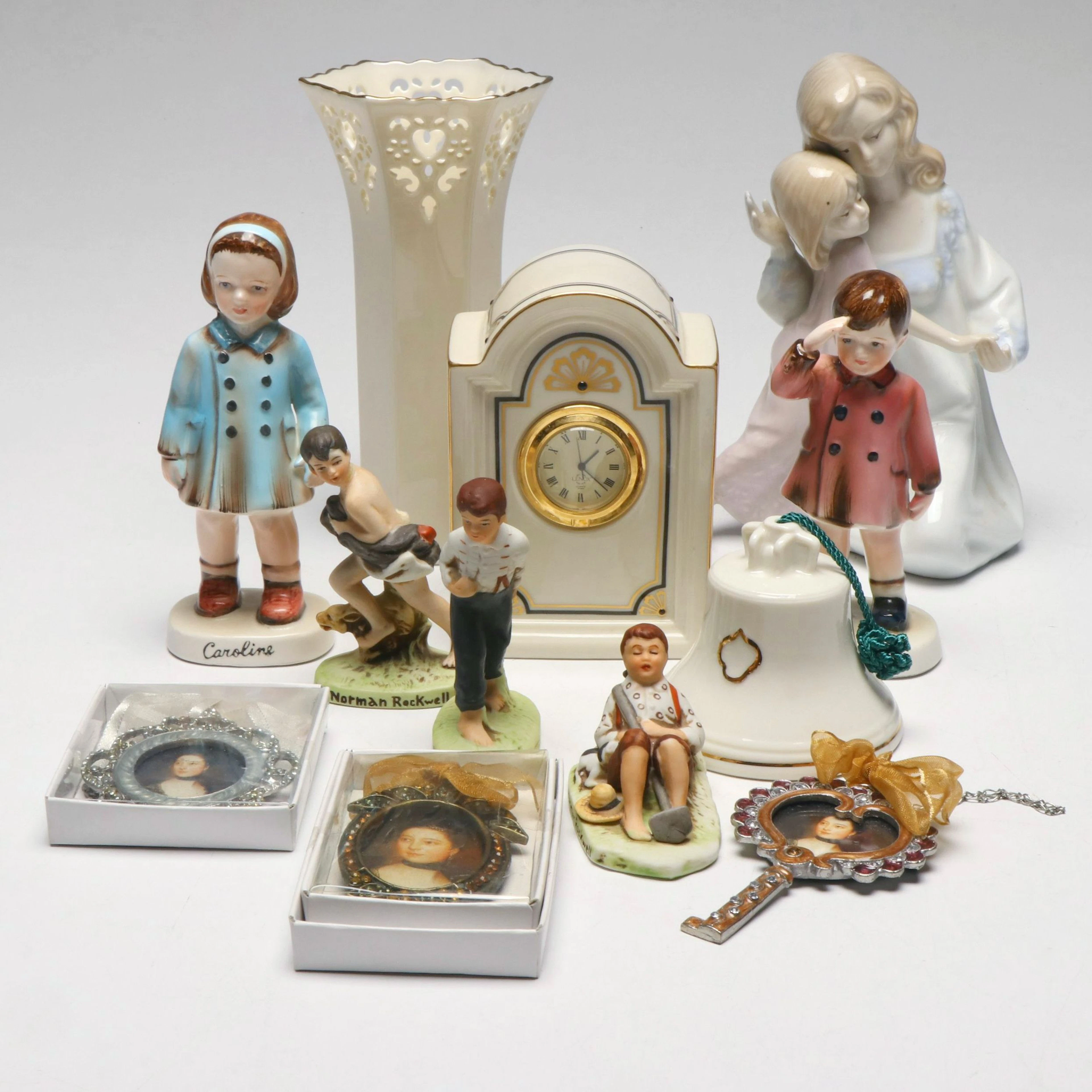 Lenox Heart Pierced Bone China Vase with Desk Clock and Other Table Décor