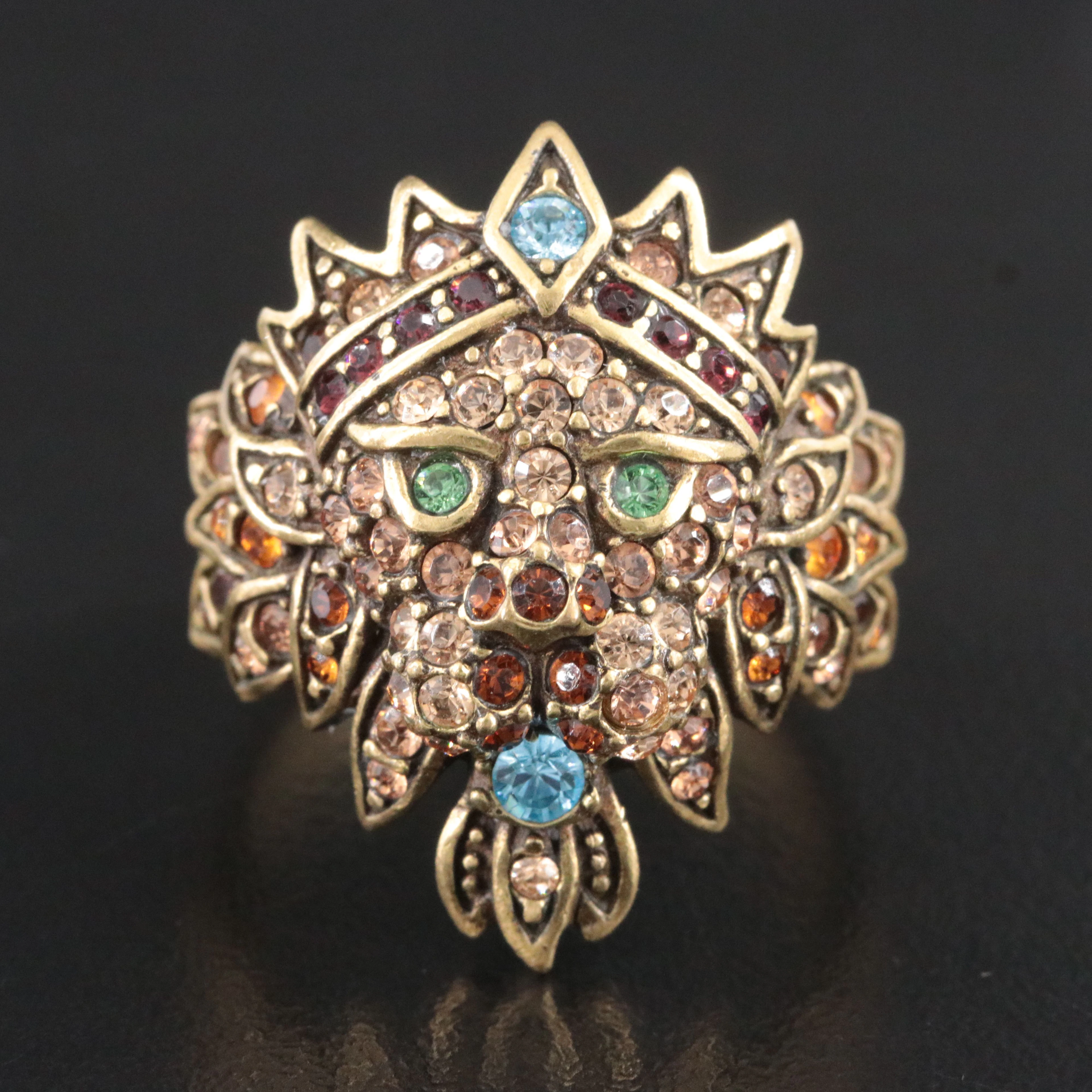 Heidi Daus Crystal Lion Head Ring