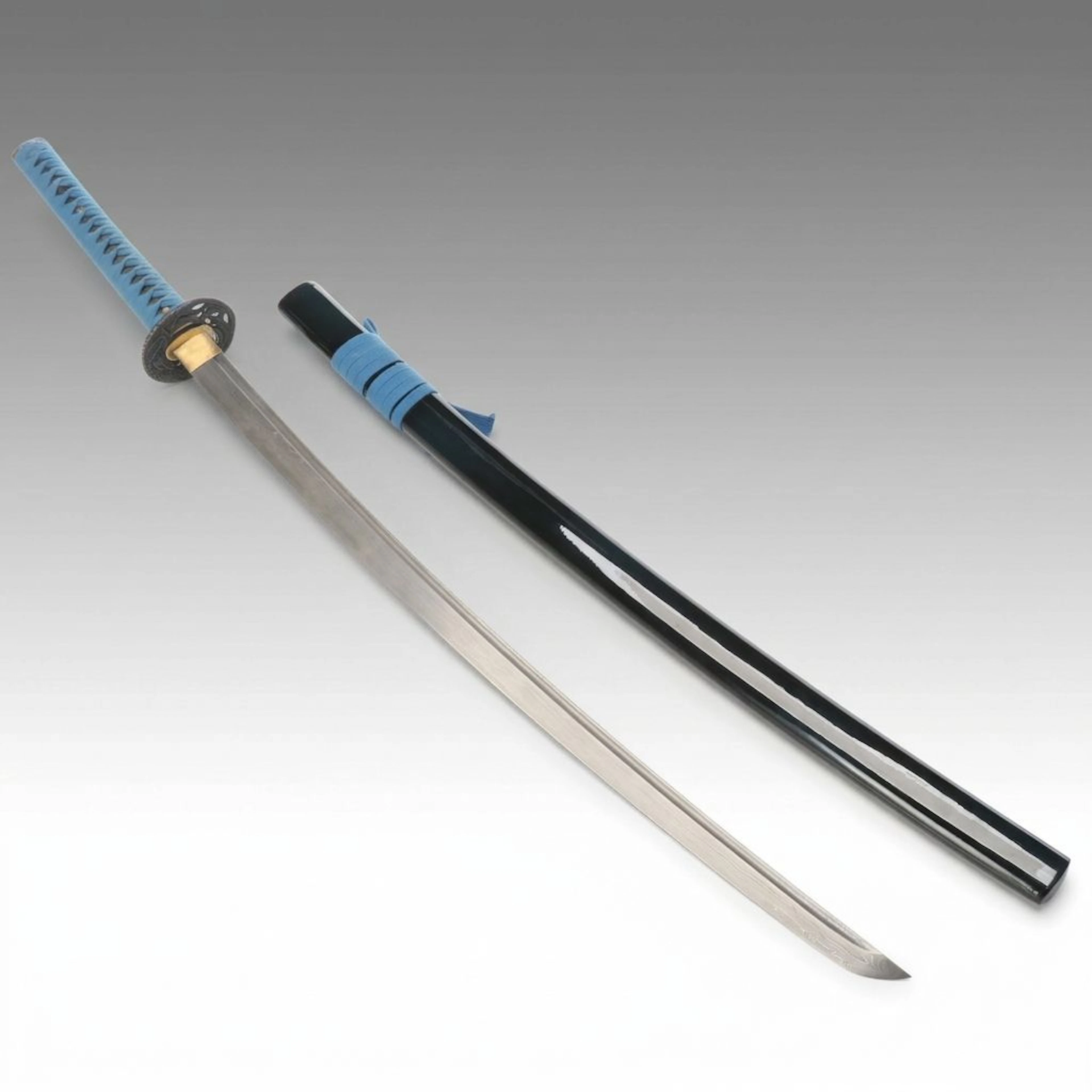 Shinwa Hand-Forged Damascus Steel Katana with Maintenance Kit & Box