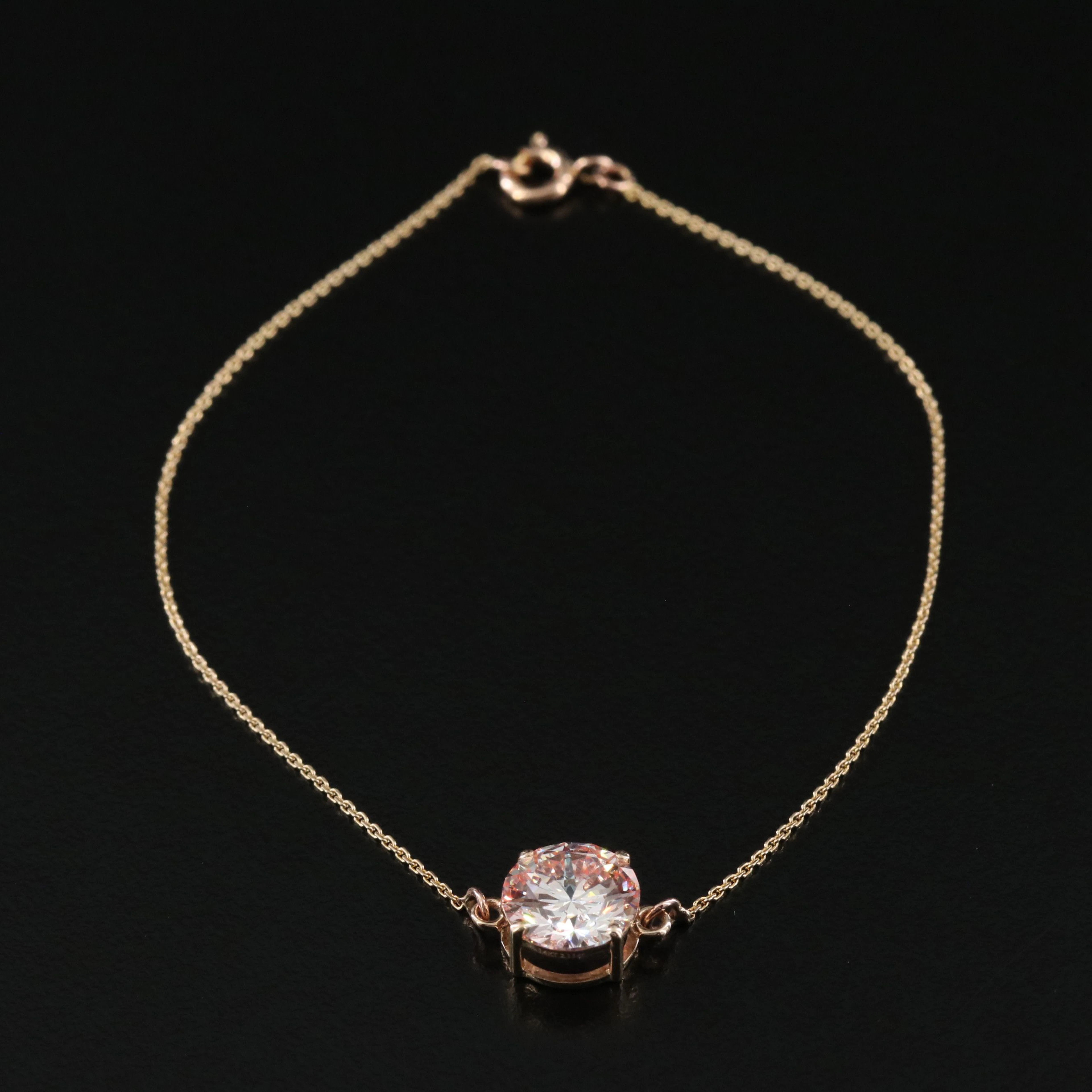14K 2.11 CT Lab Grown Fancy Pink Diamond Solitaire Bracelet with IGI Report