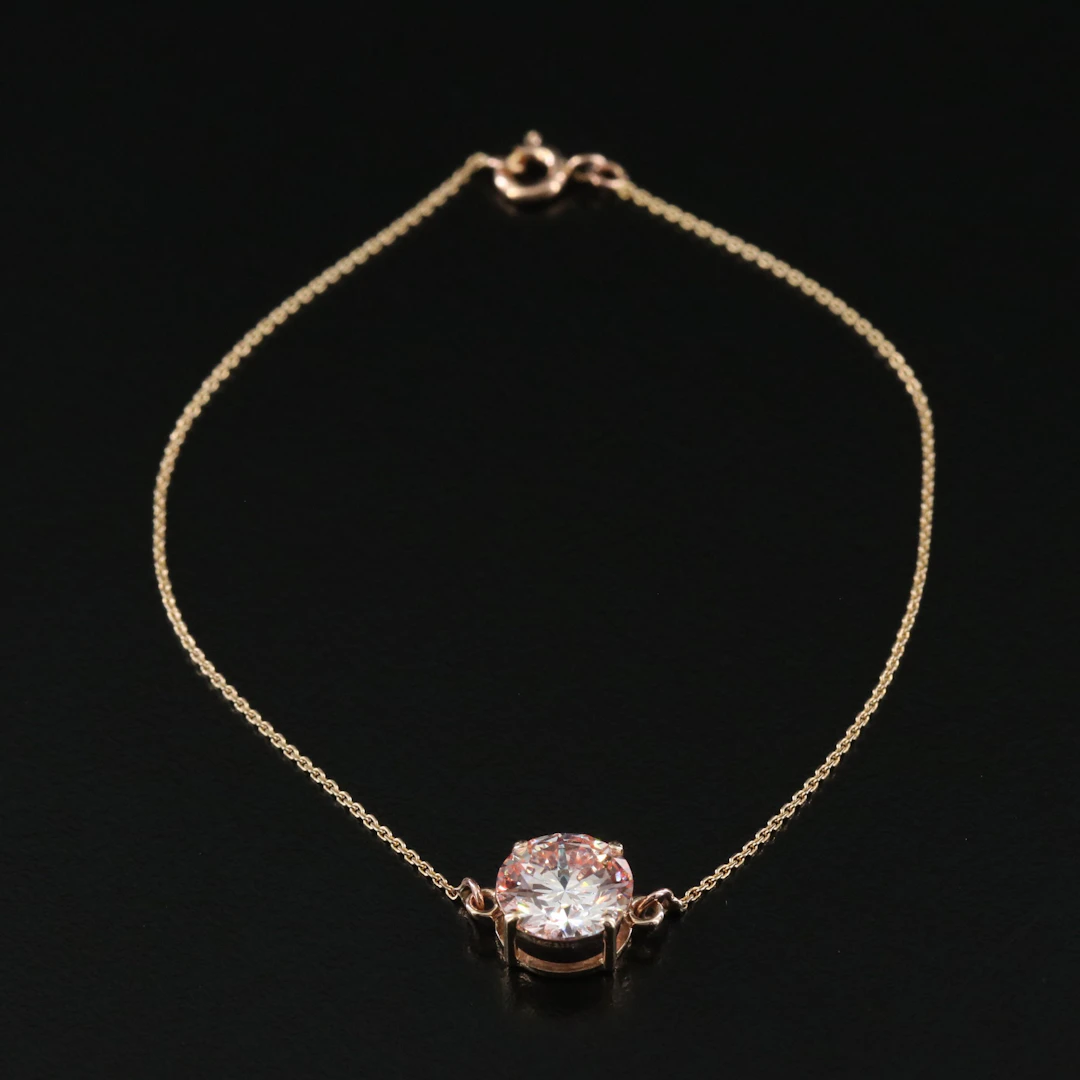 14K 2.11 CT Lab Grown Fancy Pink Diamond Solitaire Bracelet with IGI Report
