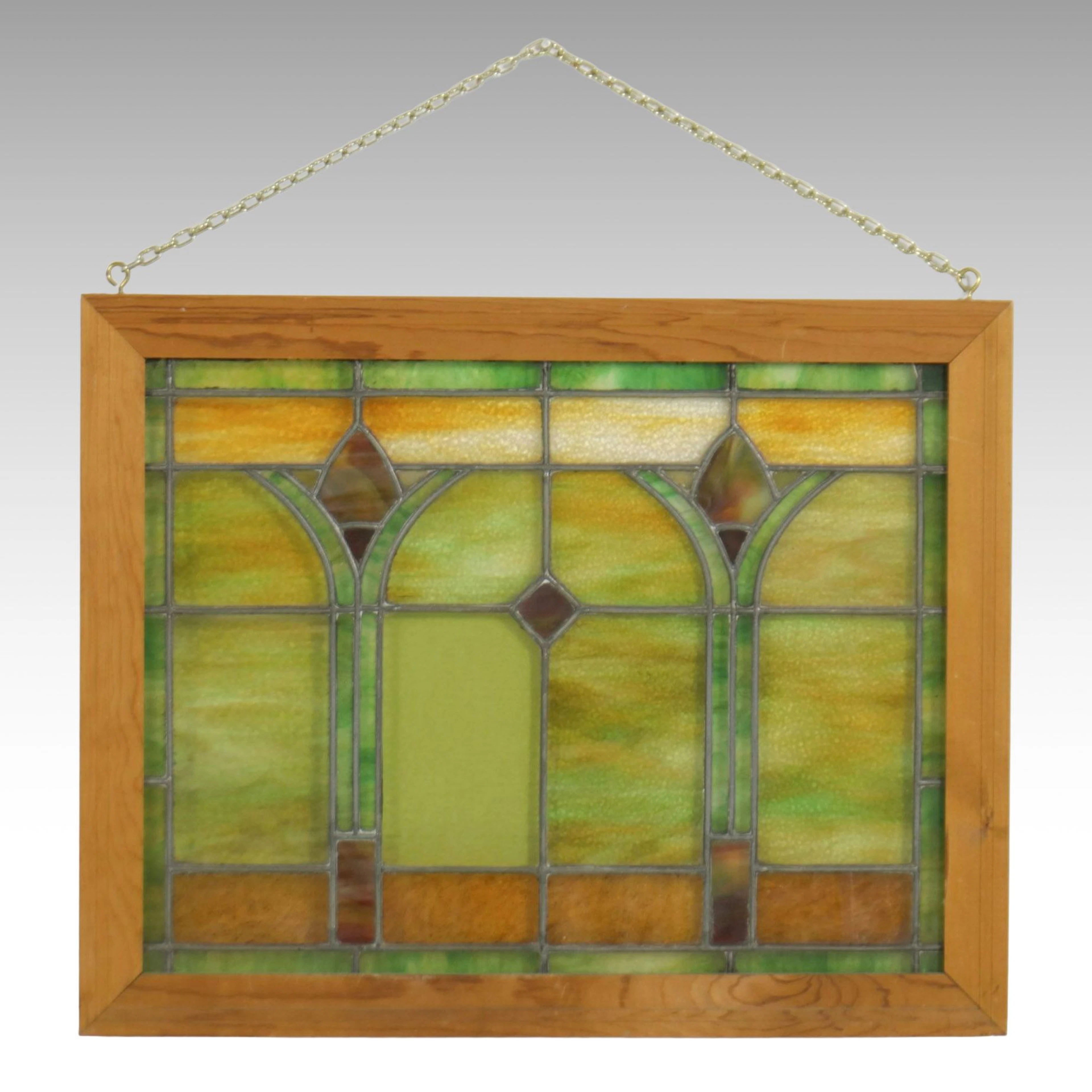 Gothic Revival Hanging Stained Glass Window, Late 19th/Early 20th Century