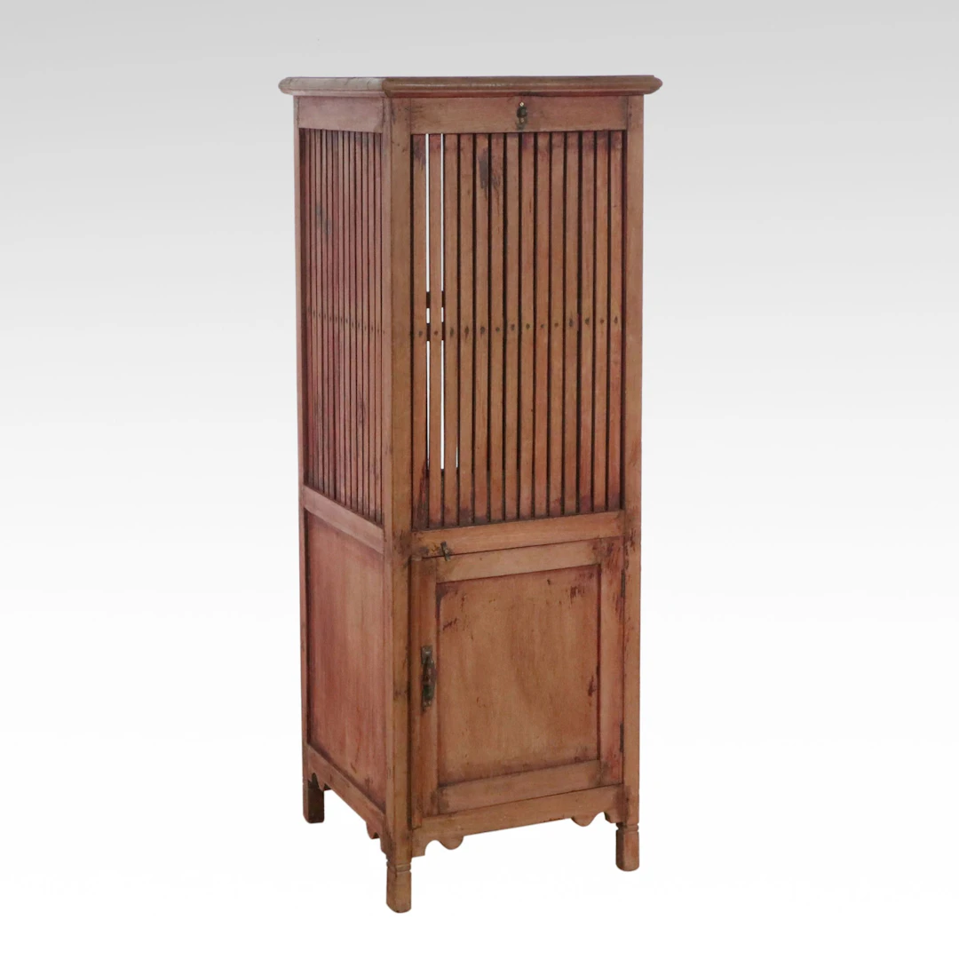 Chinese Slatted Wood Cabinet, 20th Century