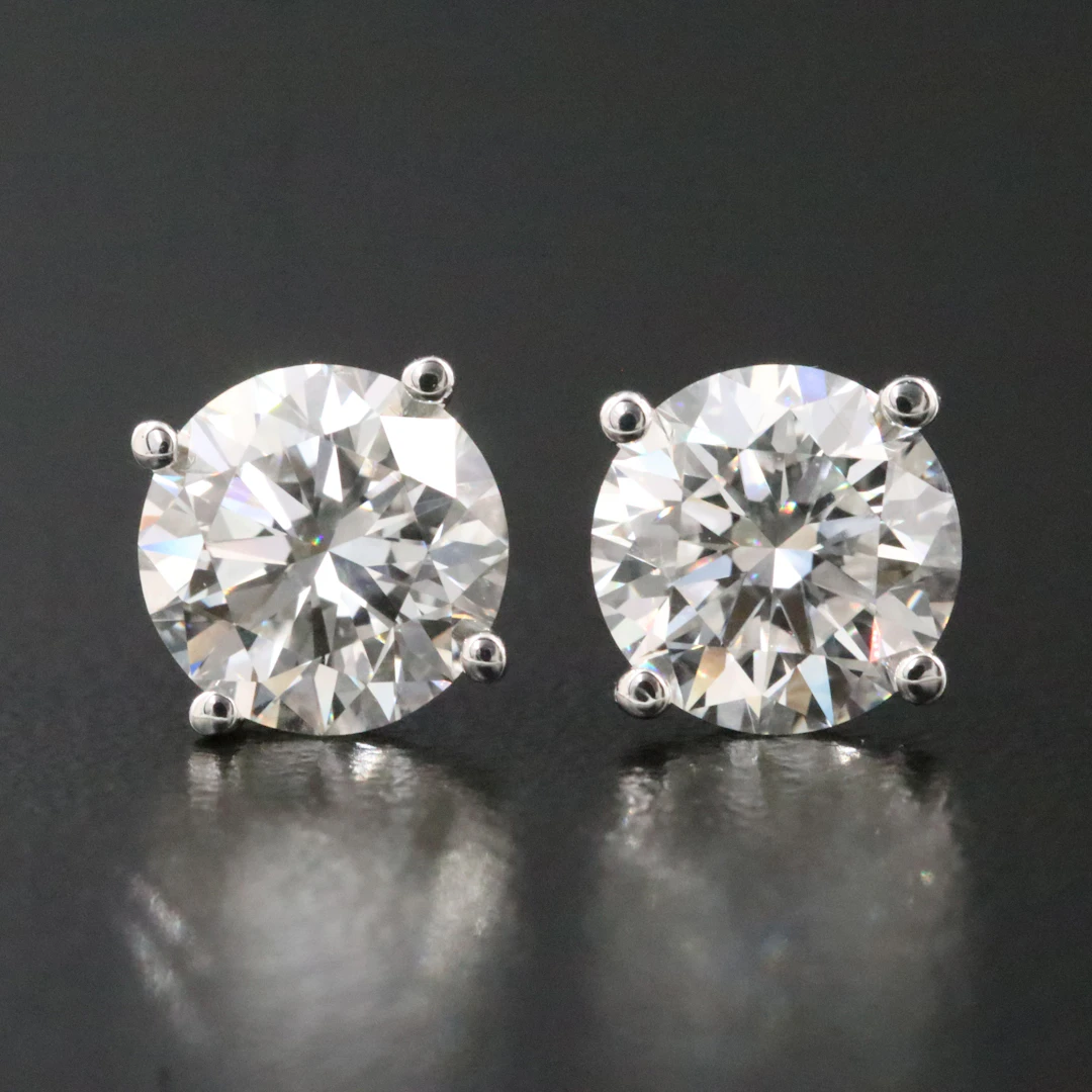 14K 2.98 CTW Lab Grown Diamond Solitaire Earrings with IGI Reports
