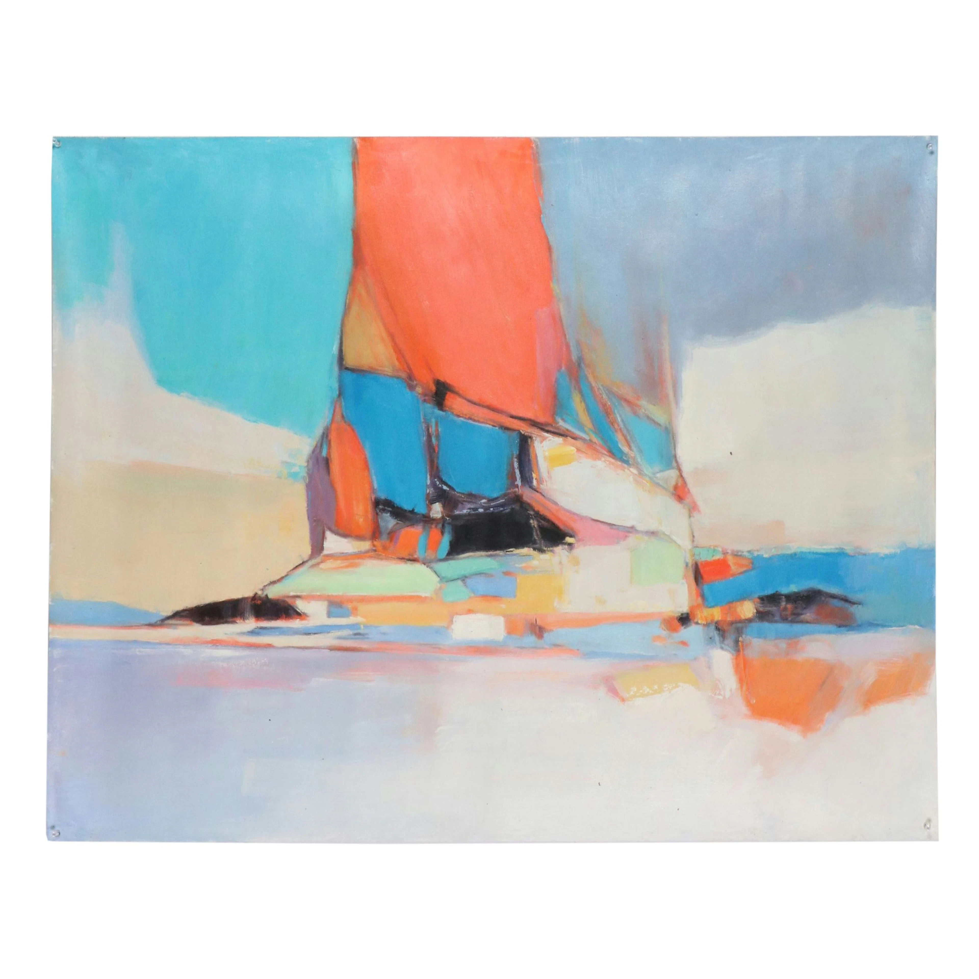 N. Ming Coastal Scene Oil Painting "Tempest," 21st Century