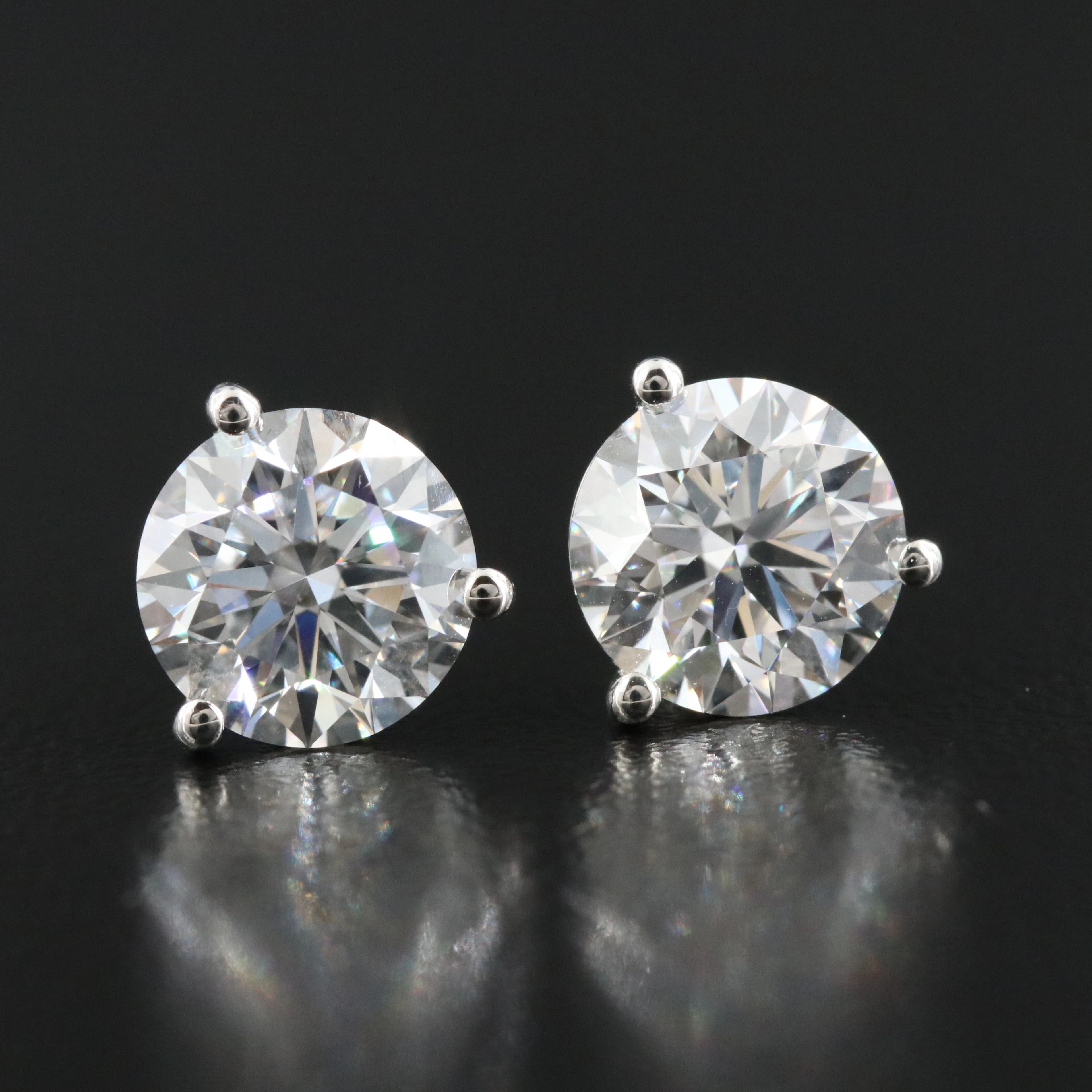 Platinum 3.10 CTW Lab Grown Diamond Martini Solitaire Earrings with IGI Reports