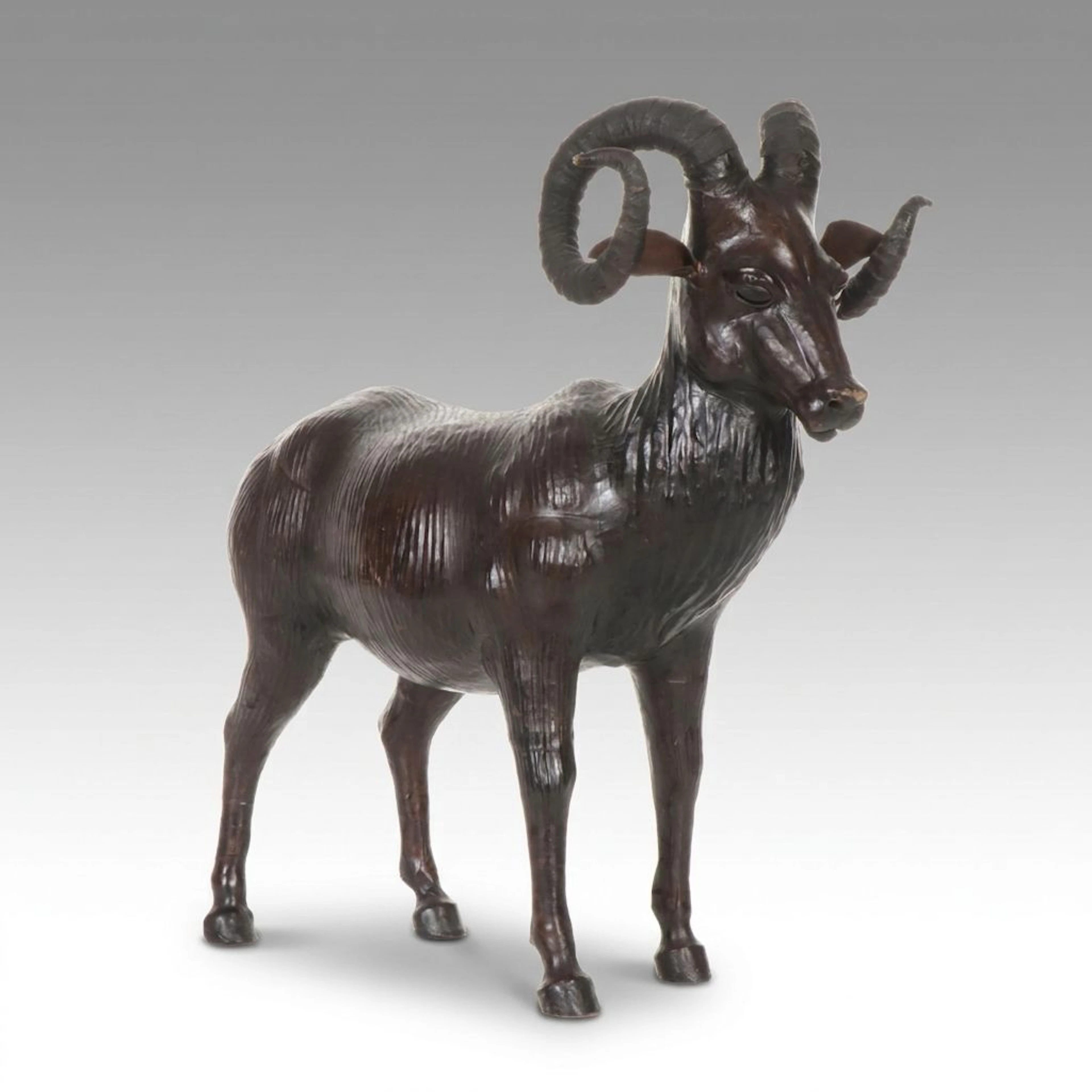 Handcrafted Molded Leather Ram Sculpture