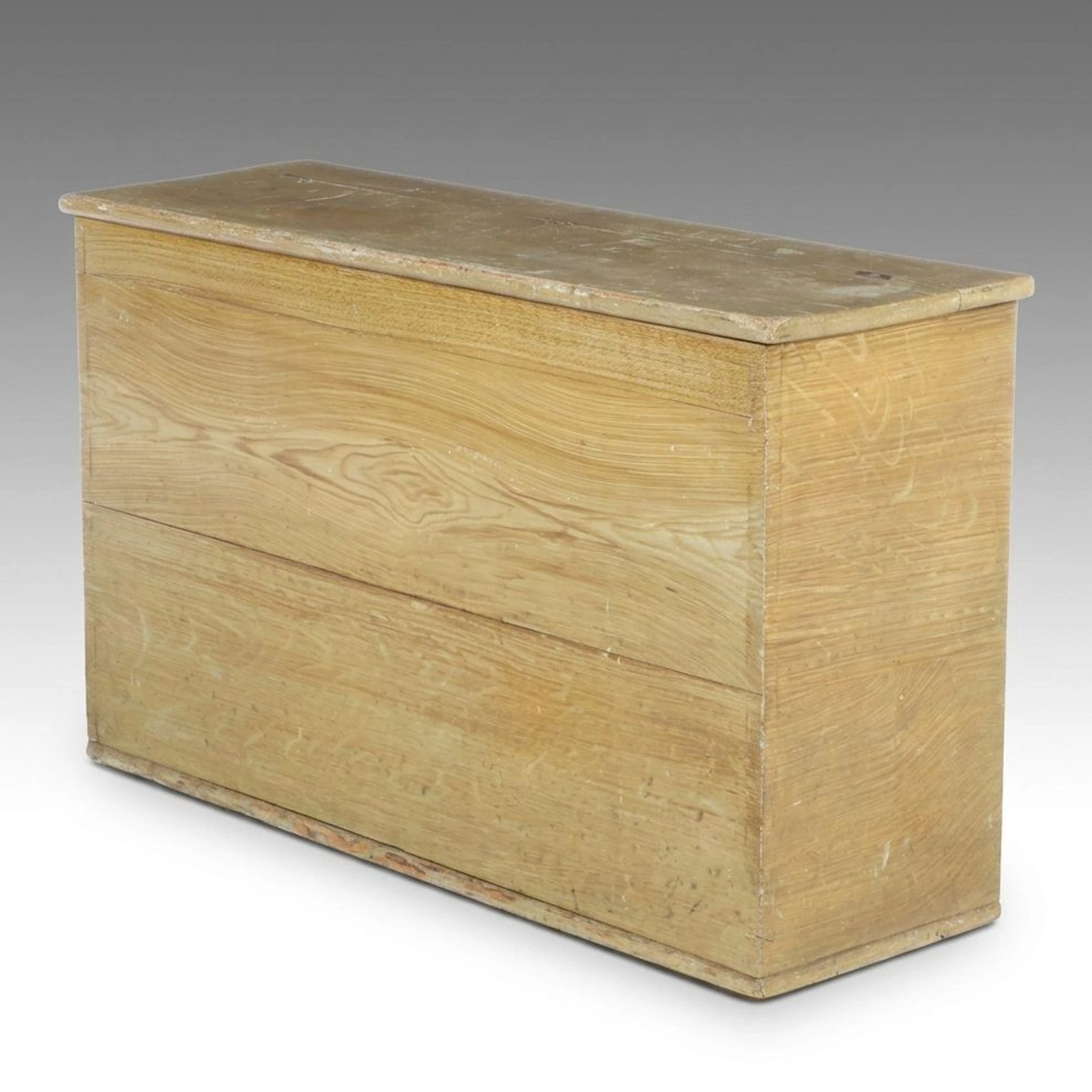 Antique Primitive Pine Blanket Chest with Wallpaper-Lined Interior