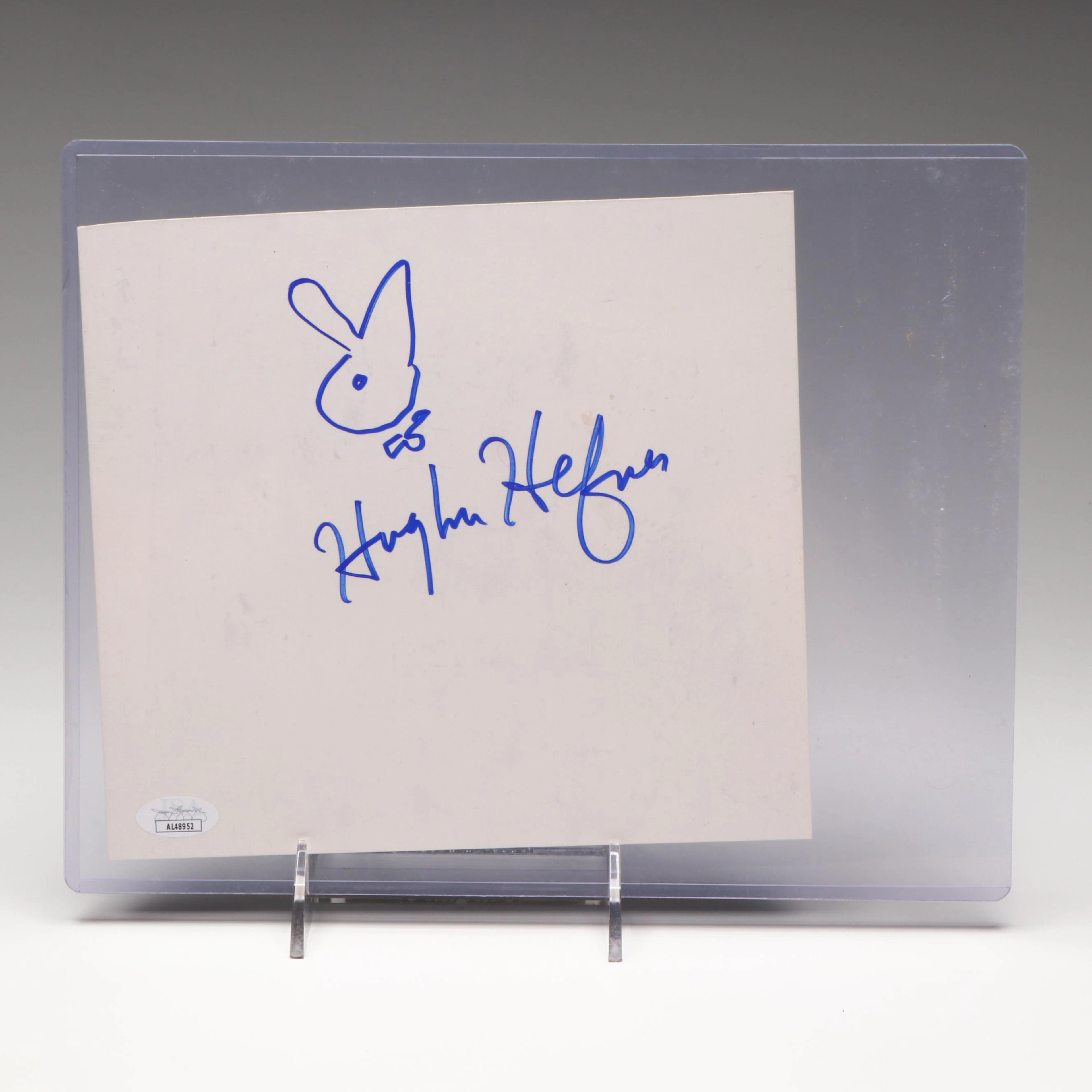 Hugh Hefner Signed White Sheet, JSA