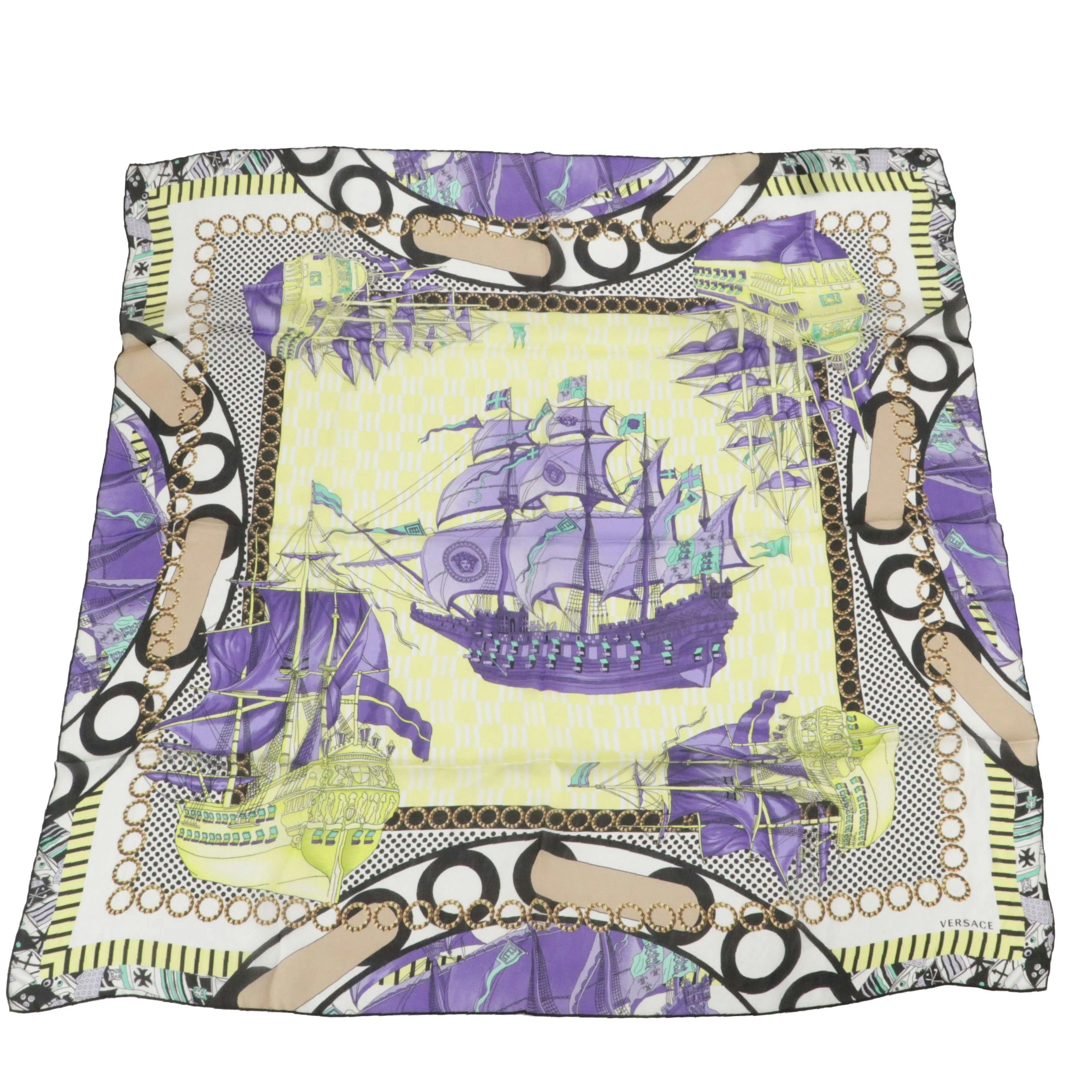 Versace Printed Sheer Silk Scarf