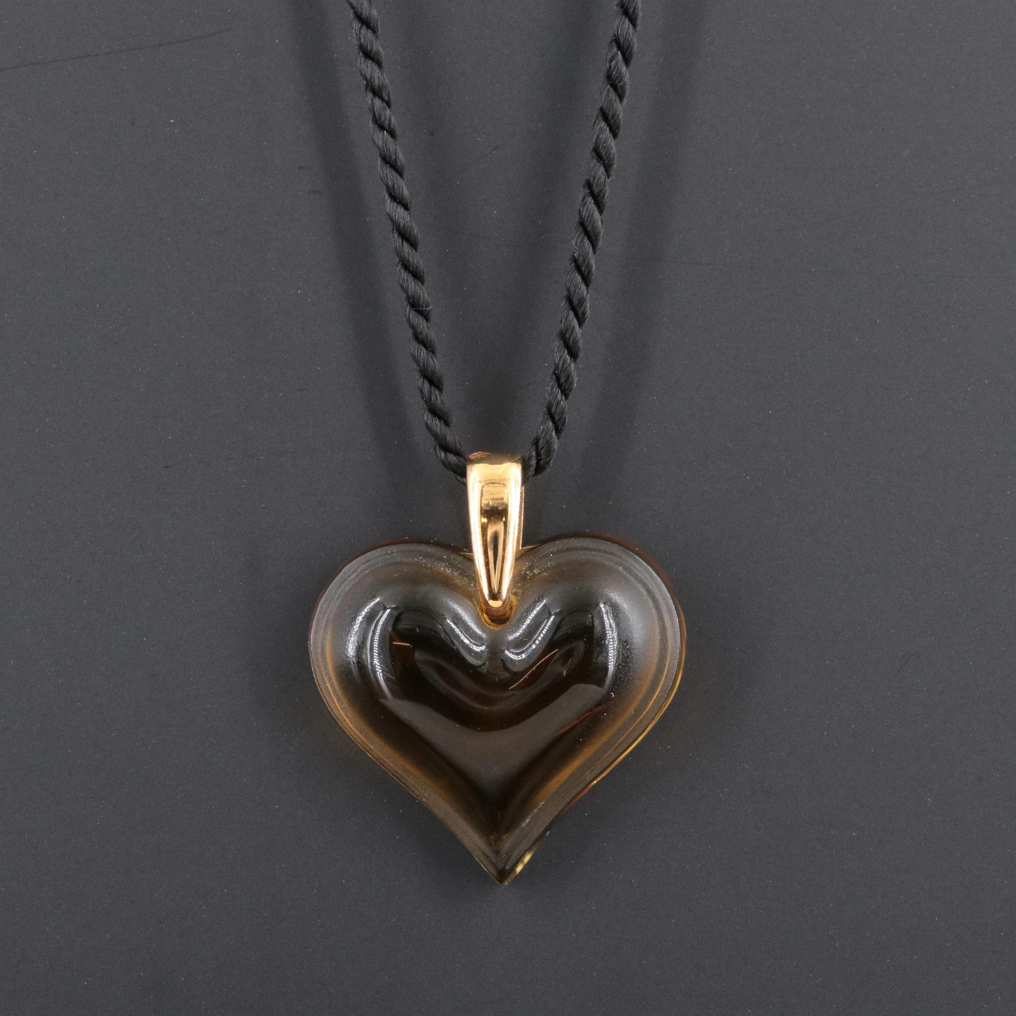 Lalique Amoreuse Beaucoup Crystal Heart Necklace Pendant