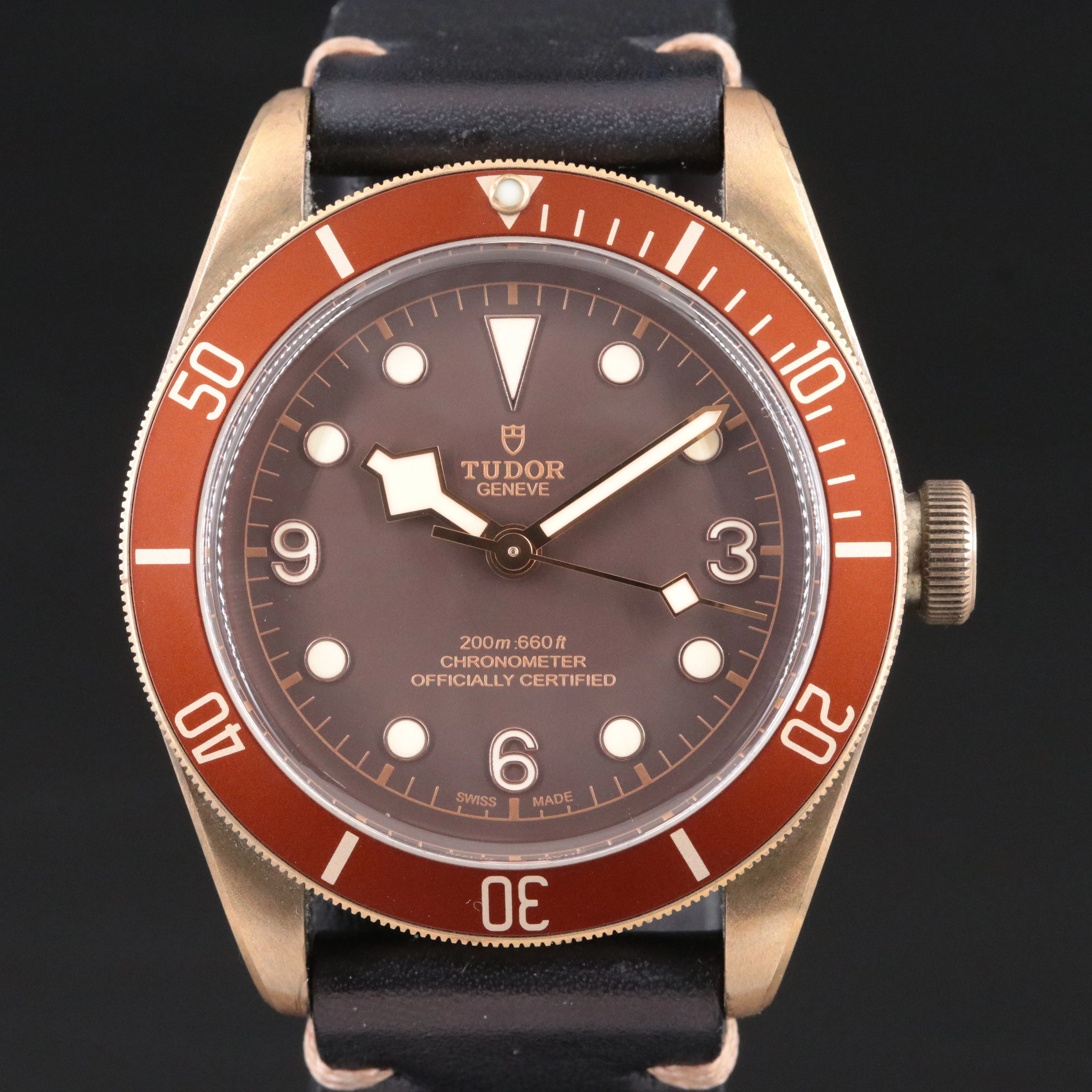 Tudor Bronze Black Bay Brown Dial 200M Chronometer Watch Ref. 79250BM