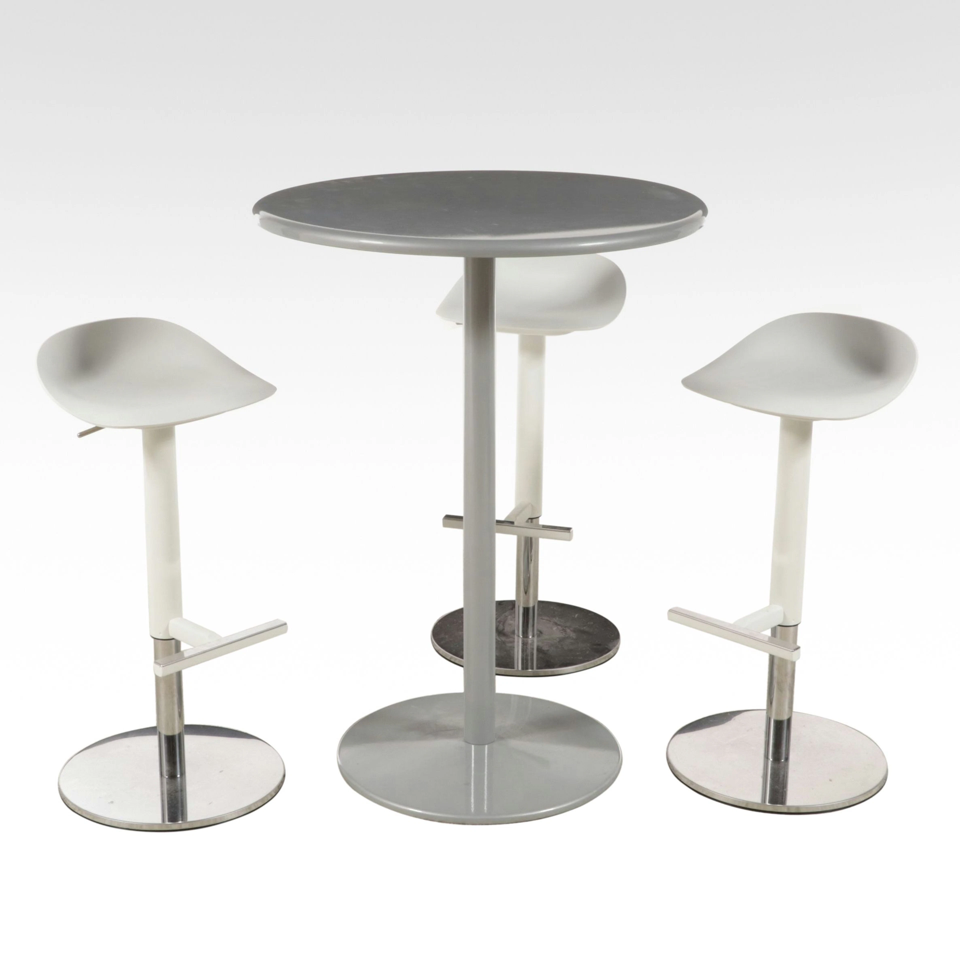 Modernist Hightop Table with Three IKEA "JANINGE" Barstools