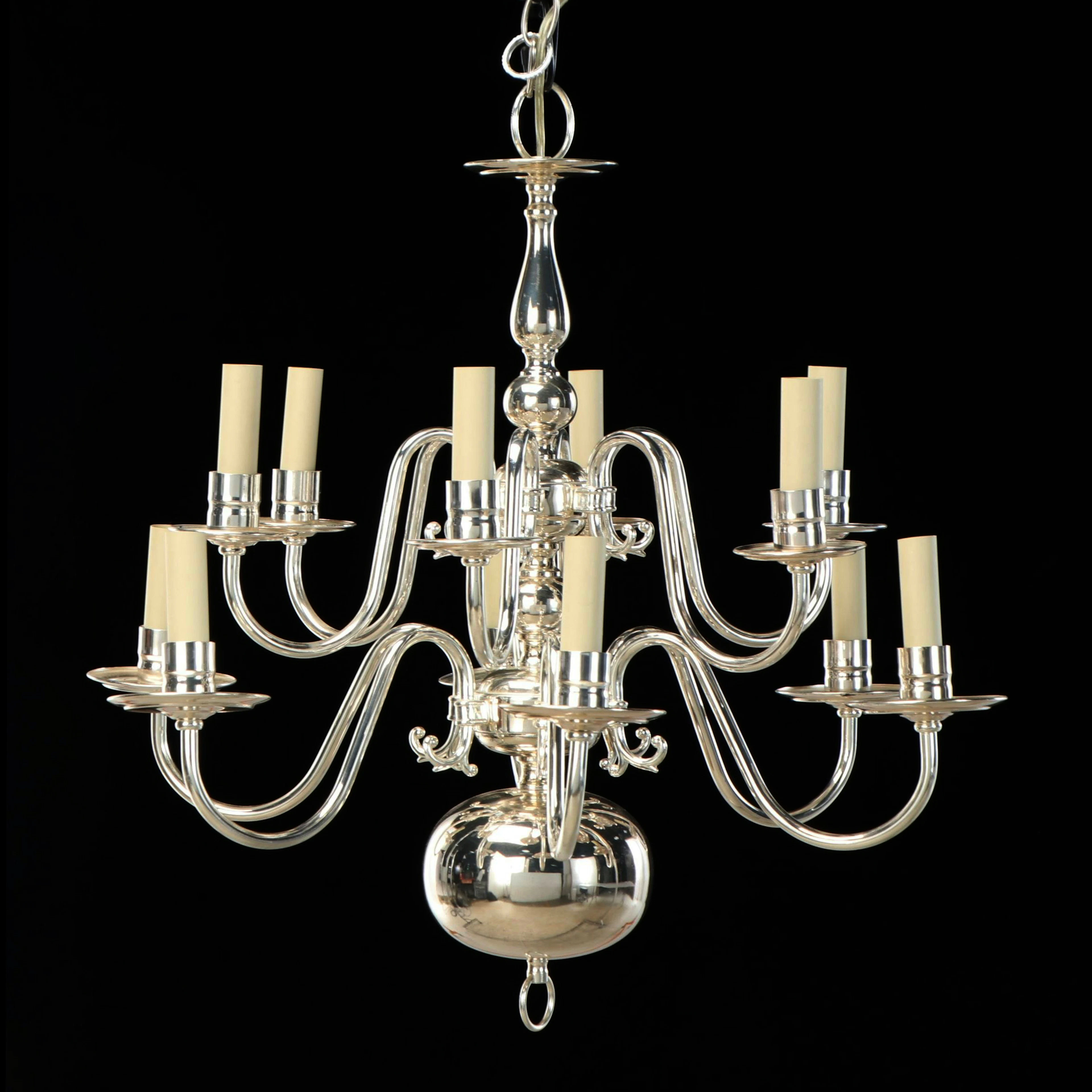 Olde Salem Lighting Dutch Baroque Style Chrome Double Tier 12-Arm Chandelier