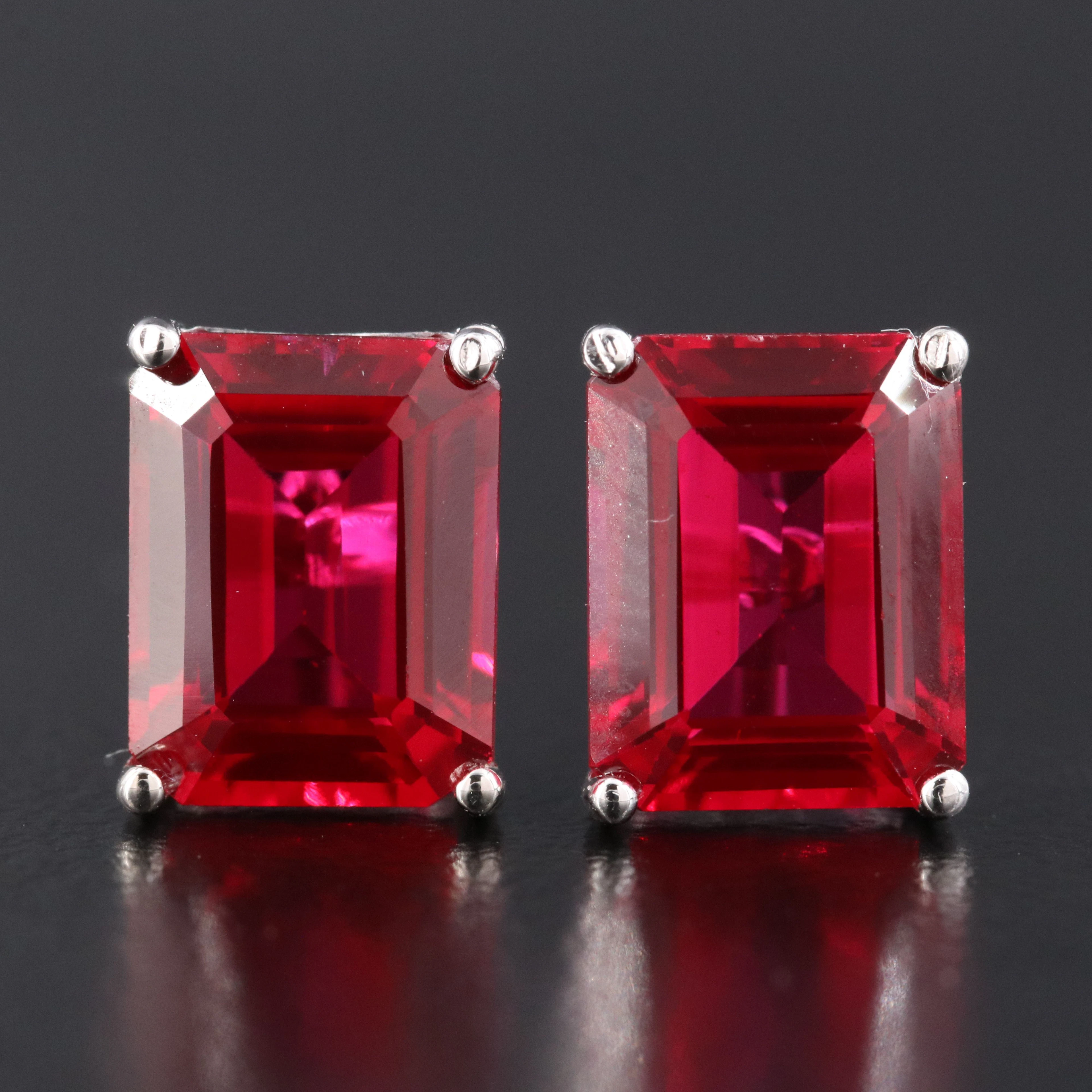 14K Lab Grown Ruby Solitaire Earrings