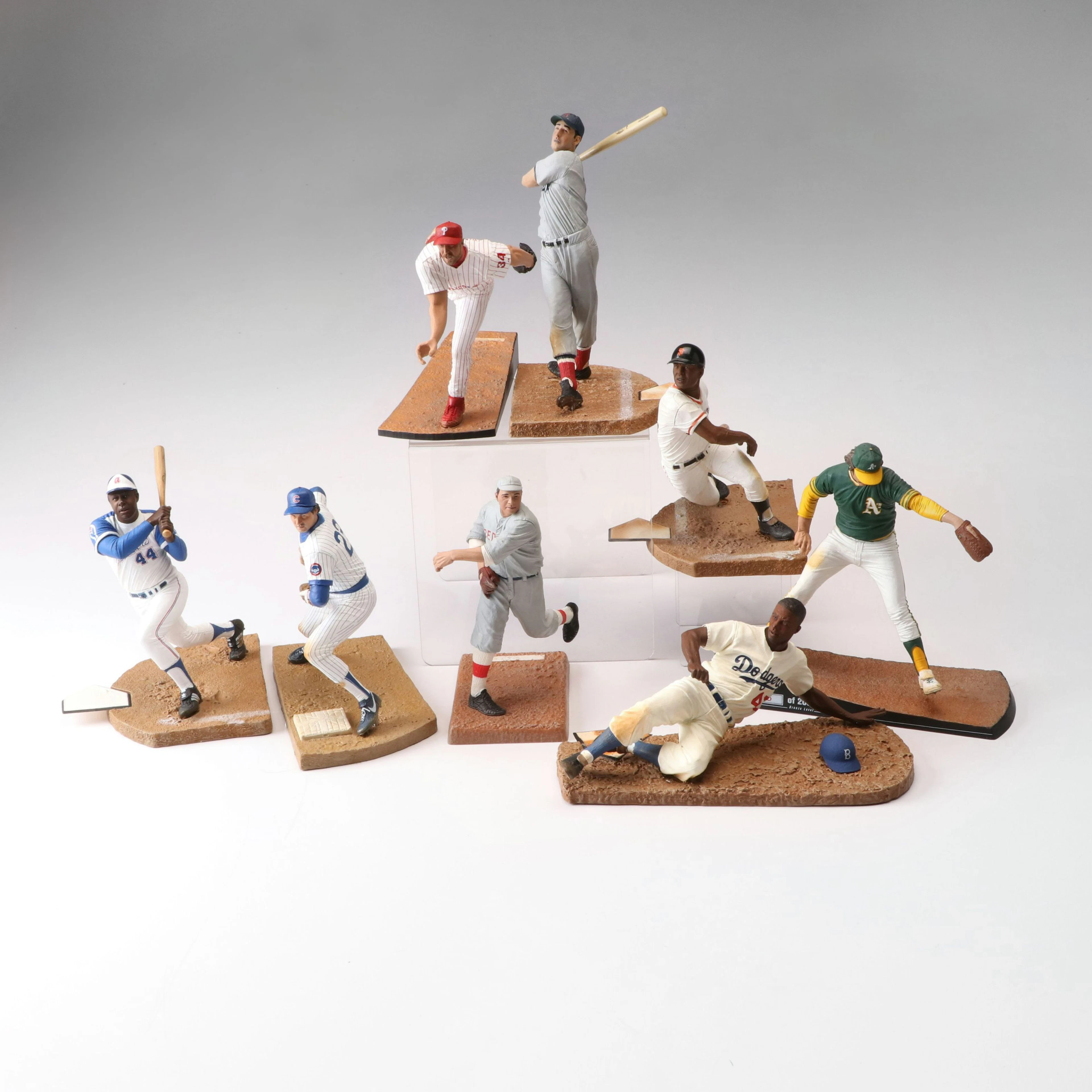 Eight Star Baseball Player Statuettes, Including Babe Ruth, Jackie Robinson