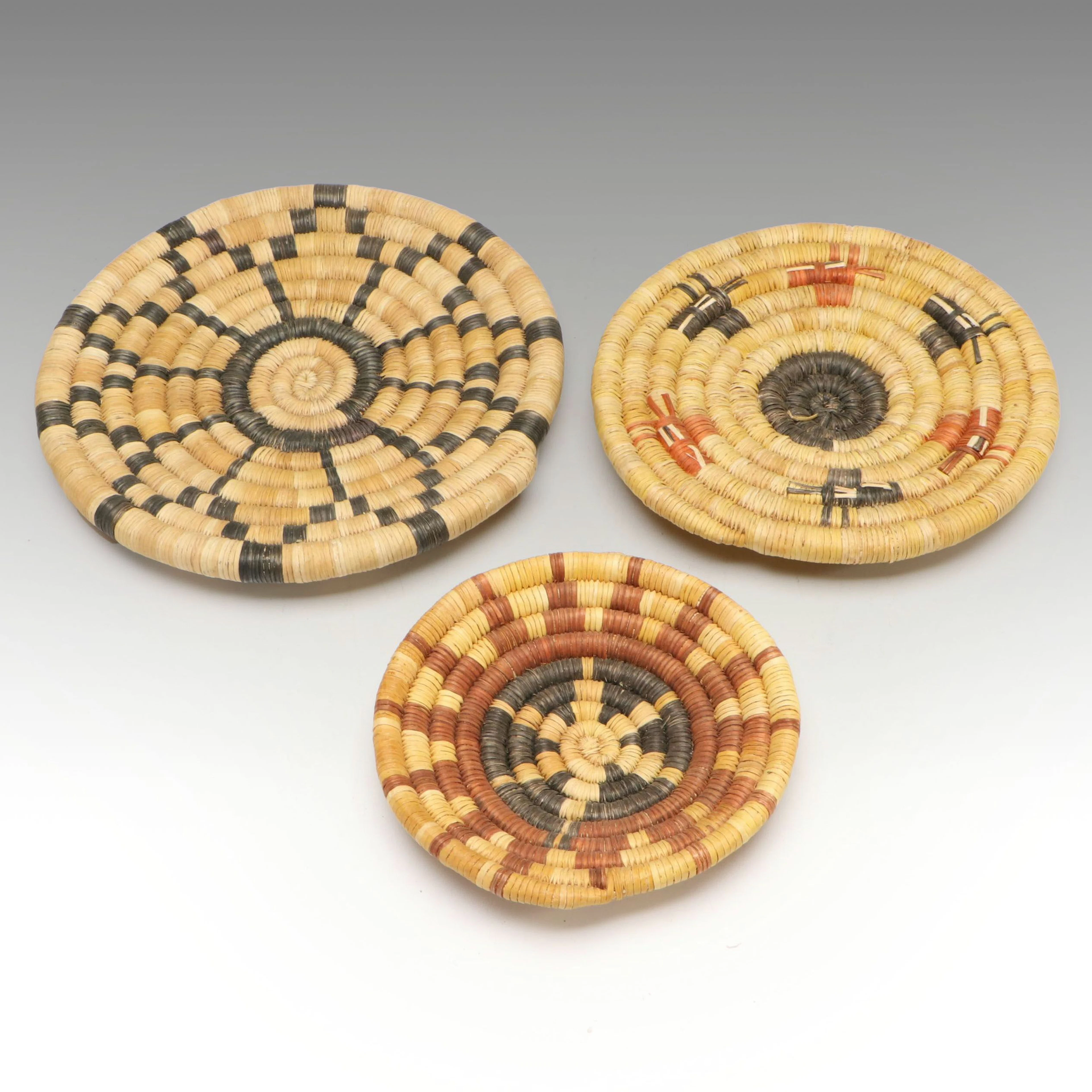 Lorna Zeema with Other Hopi Second Mesa Coiled Yucca and Galleta Grass Basketry