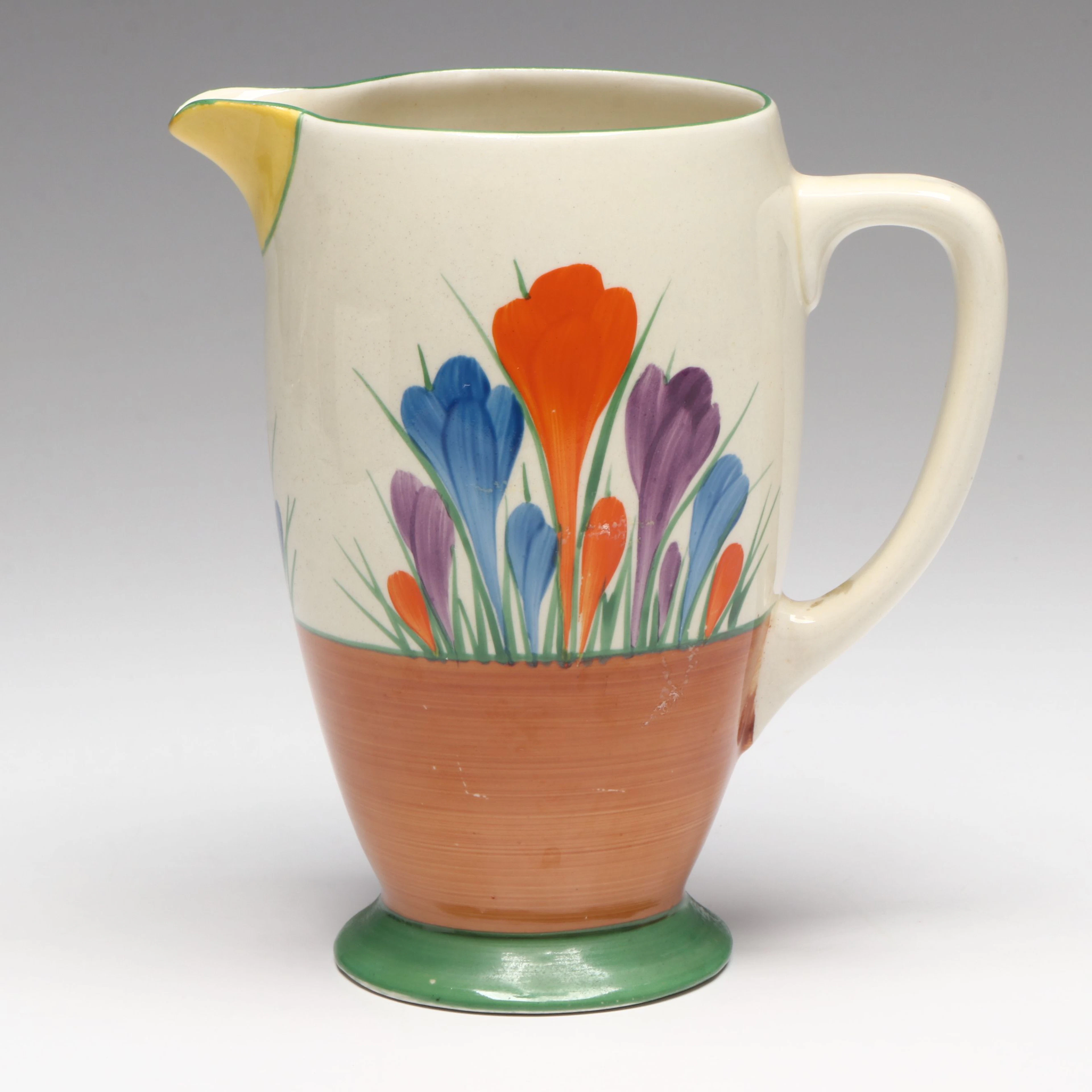 Vintage Clarice Cliff Bizarre "Crocus" Art Deco Ceramic Pitcher, 1930s
