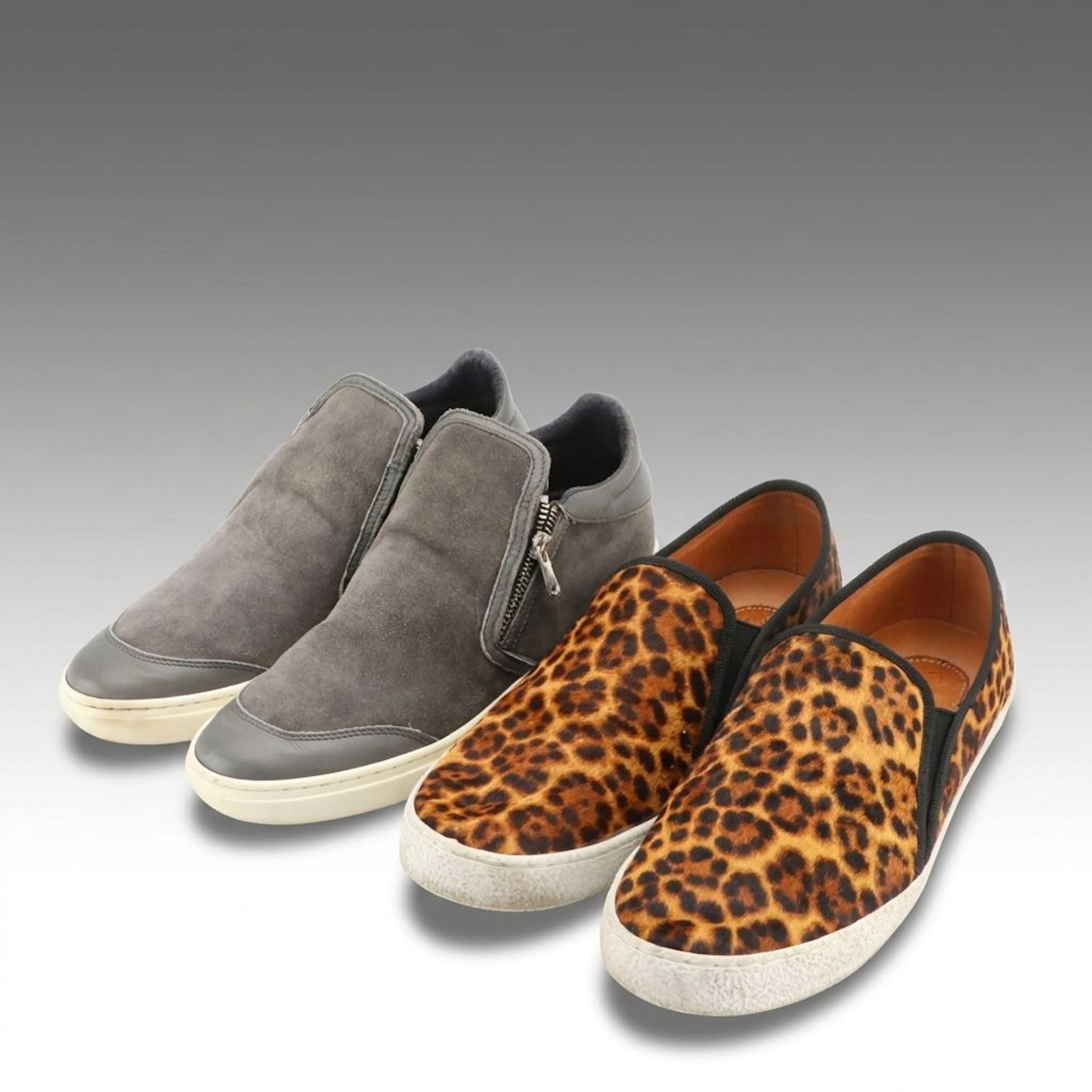 Barneys New York Suede Zip Sneakers & Corso Como Leopard Print Calf