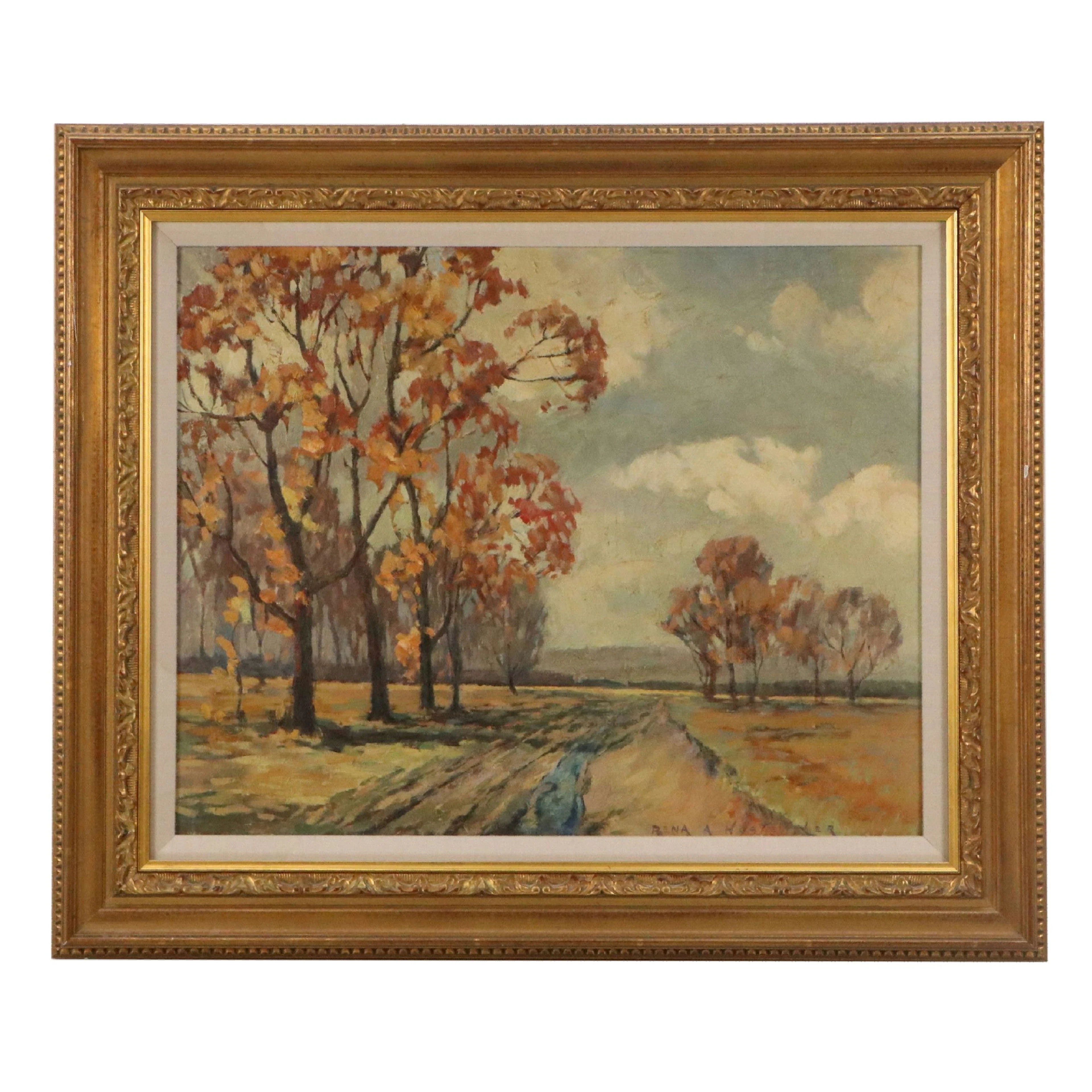 Rena A. Hostetler Oil Painting of Sparse Landscape