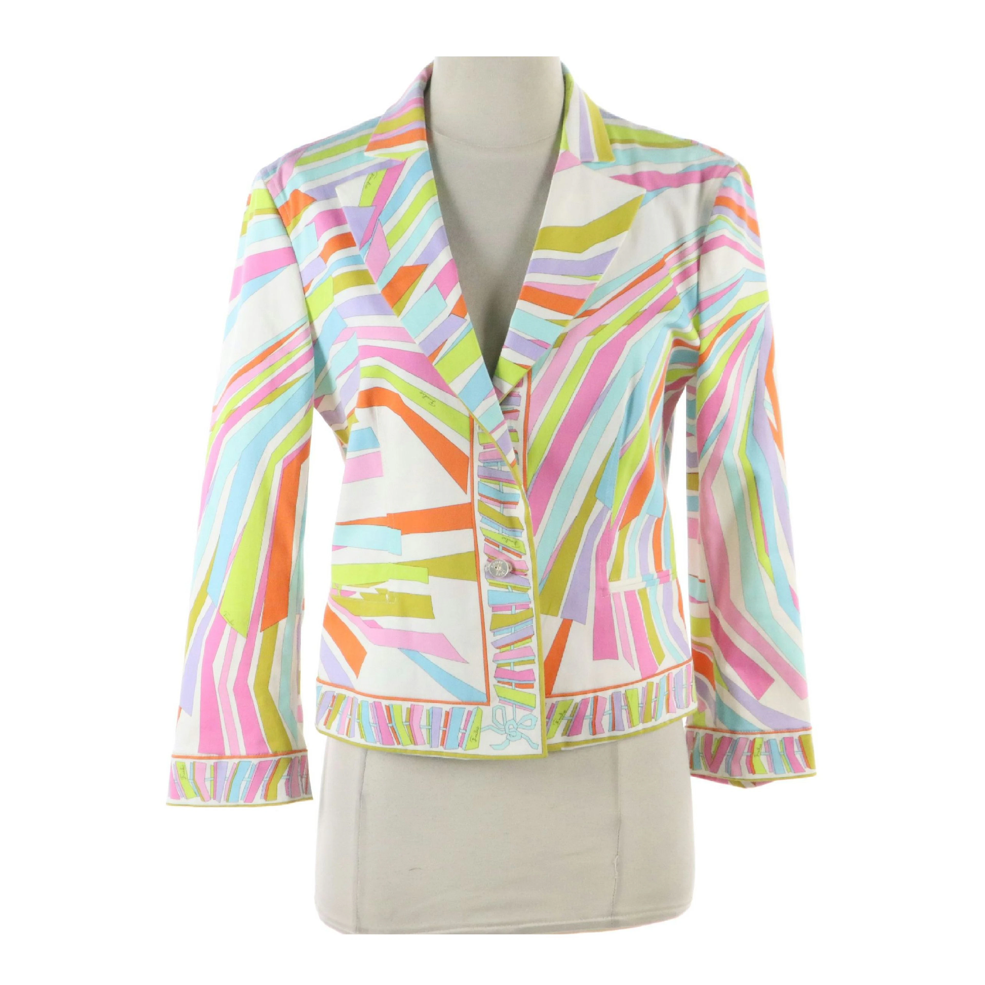 Emilio Pucci Multicolored Geometric Printed Blazer Jacket