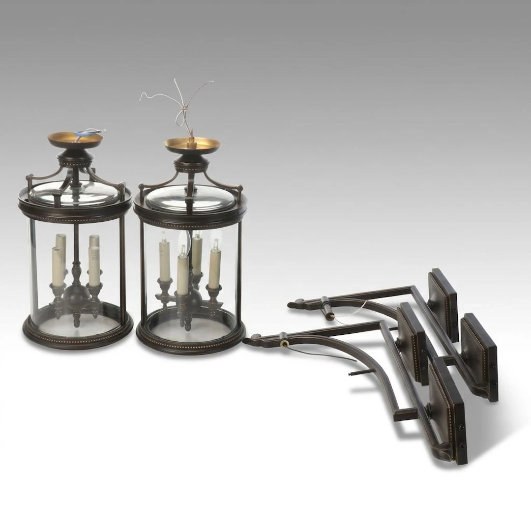 Pair of Palette Studios "Louvre" Outdoor Wall Lanterns