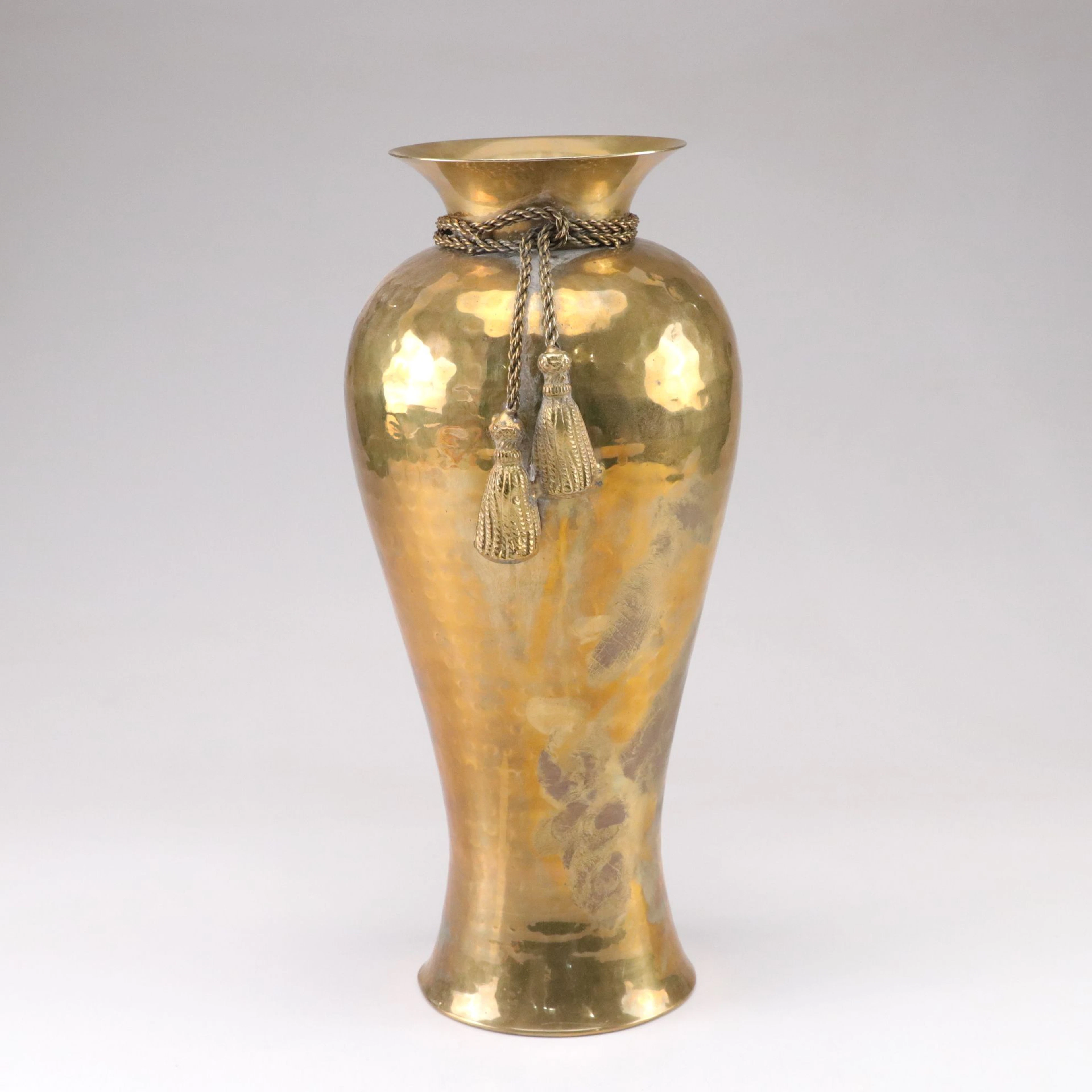 Hollywood Regency Style Brass Hammered Vase
