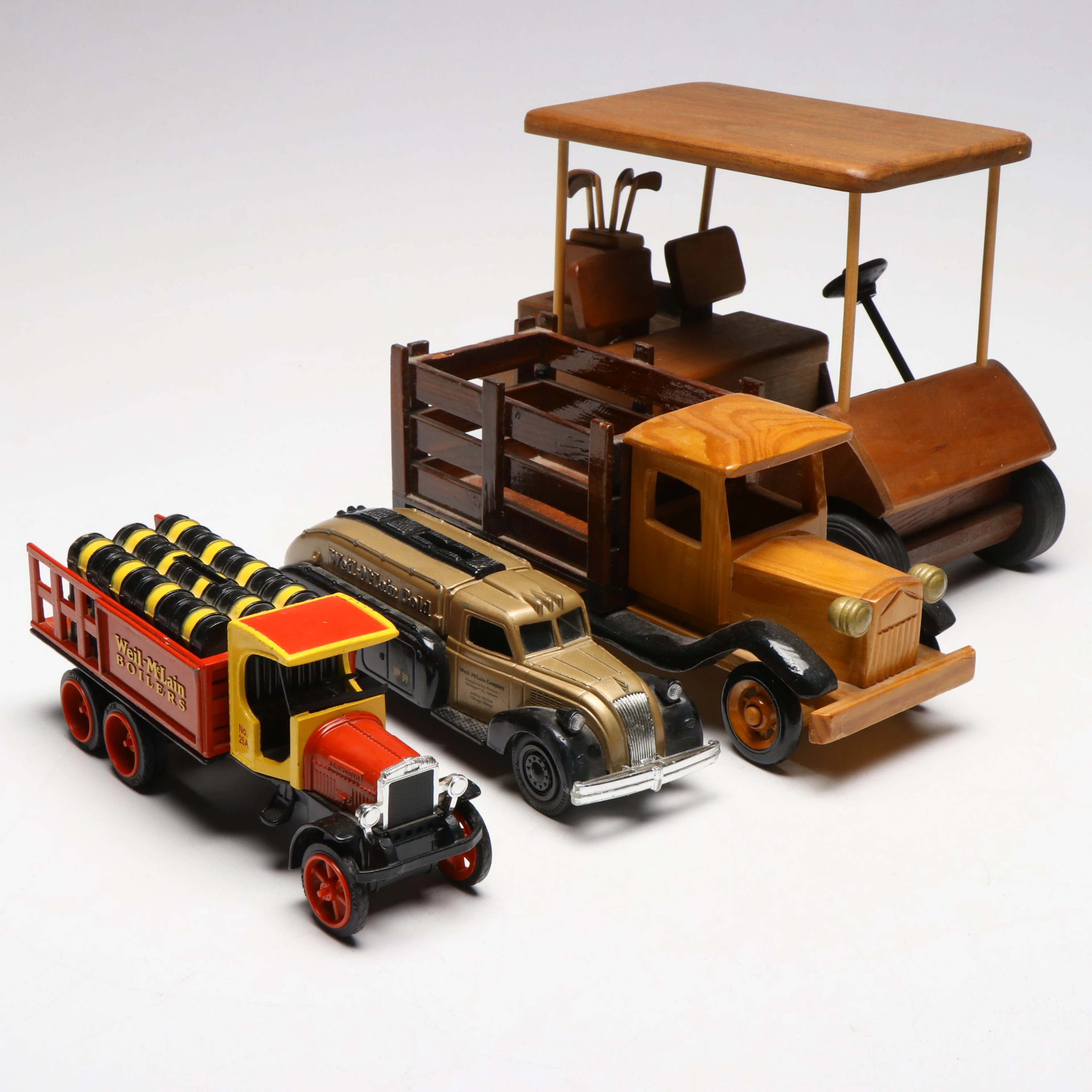 Ertl and Kenworth Metal Car Banks with Wooden Toy Cars