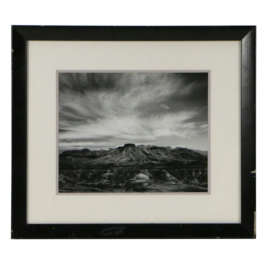 After Ansel Adams Offset Lithograph "Burro Mesa and the Chisos Mountains"