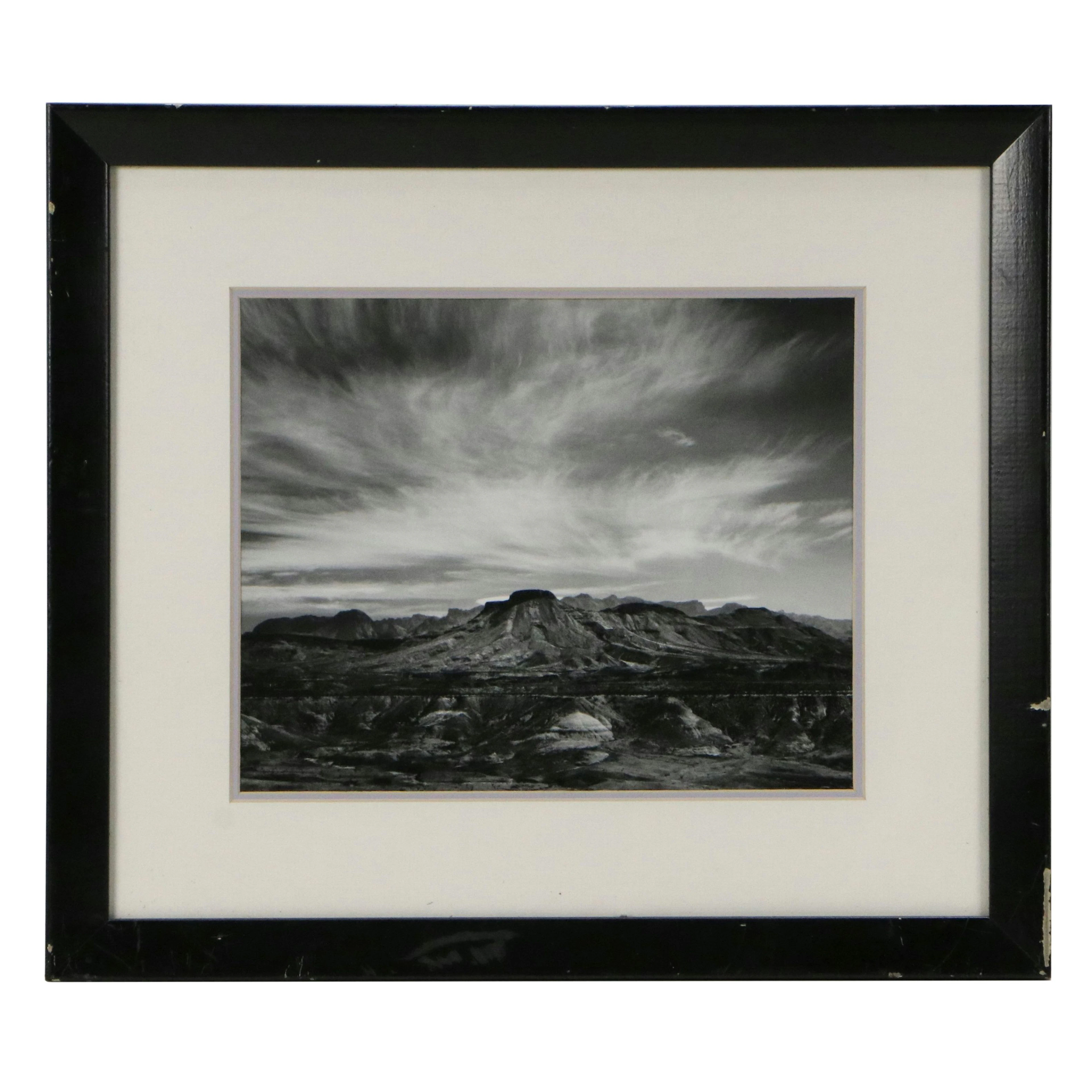 After Ansel Adams Offset Lithograph "Burro Mesa and the Chisos Mountains"