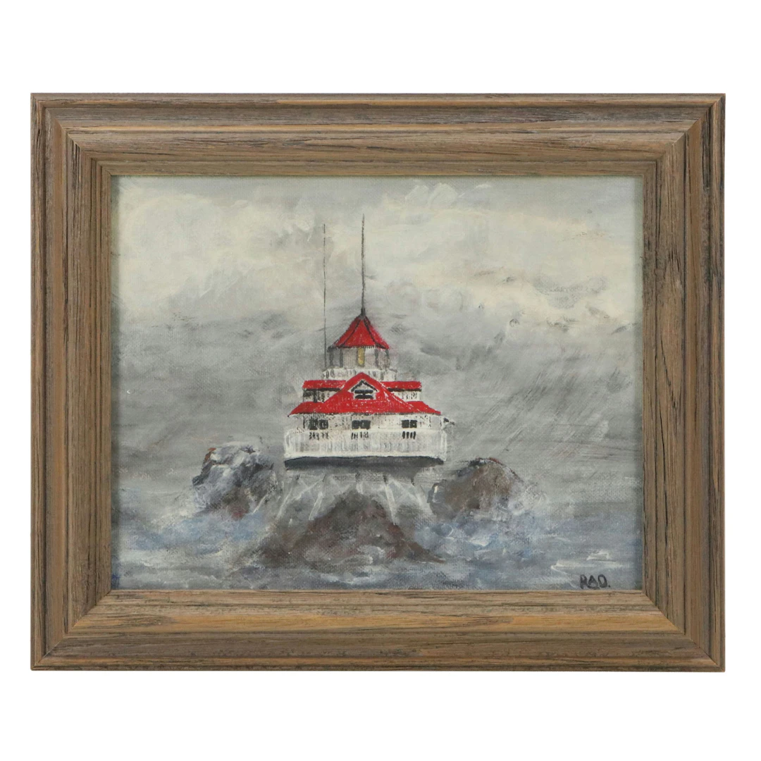 R. A. Draper Landscape Acrylic Painting "Thomas Point Lighthouse