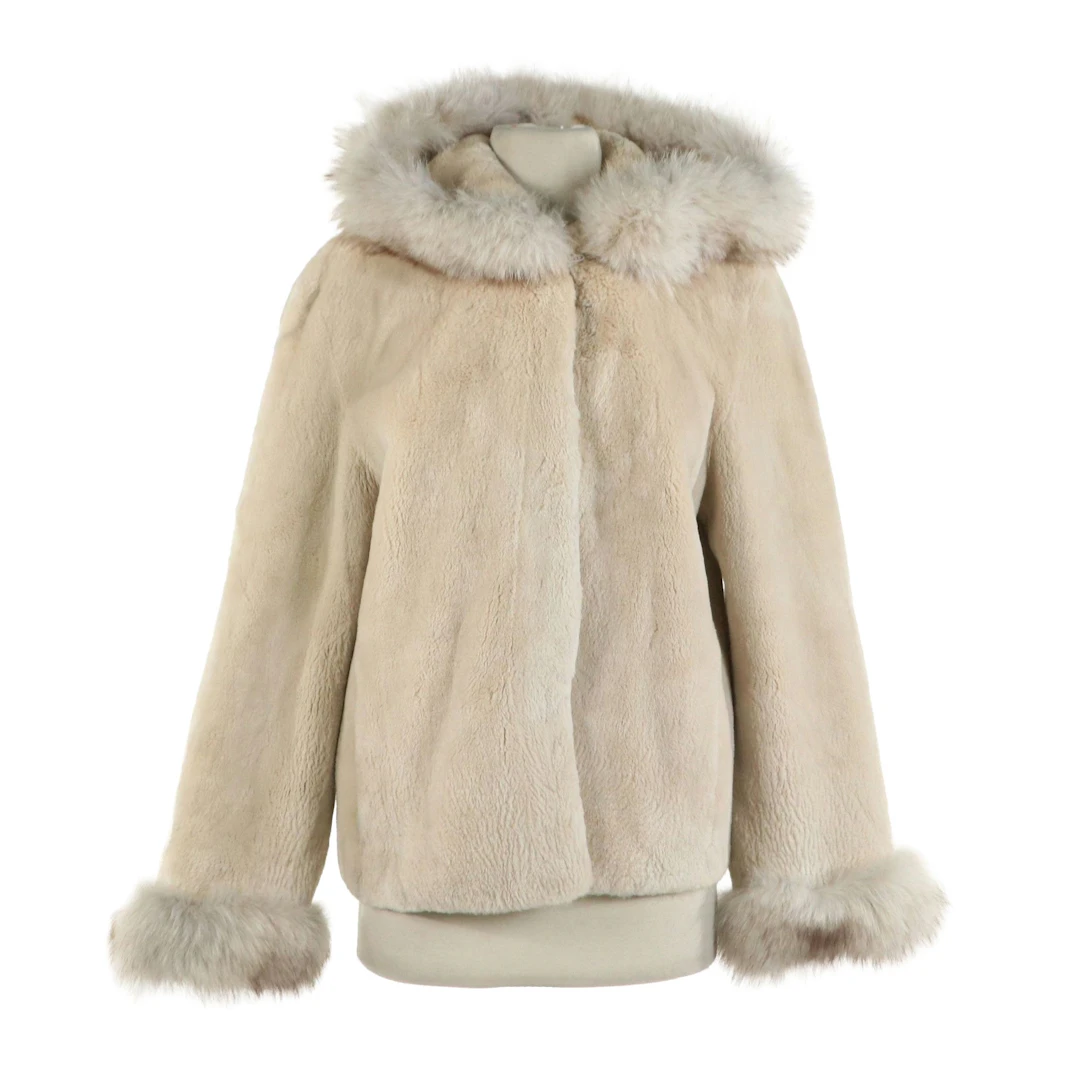 Canadian Sheared Beaver Fur Parka with Blue Fox Fur Trim from Bloomingdale's