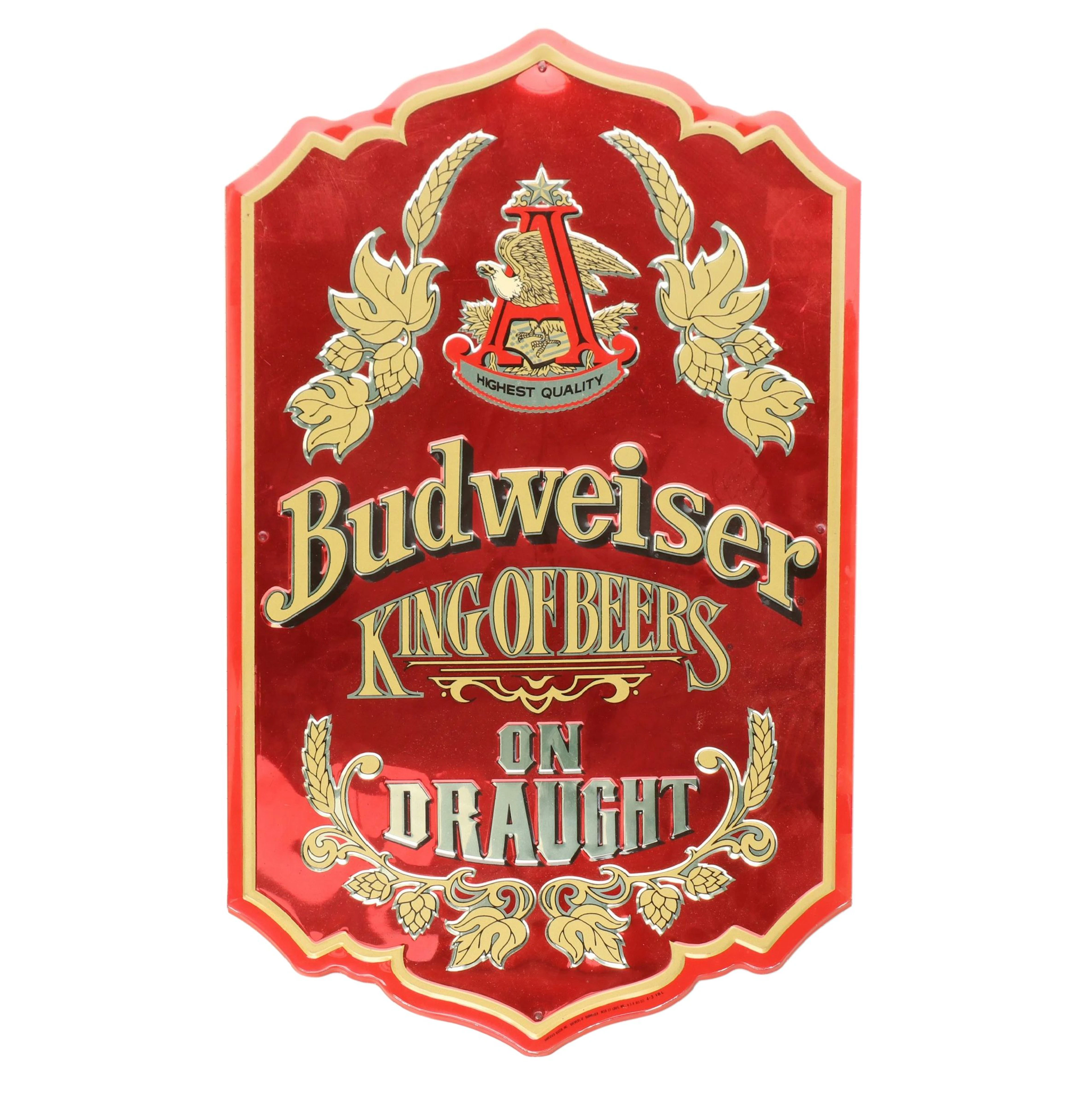Budweiser "King of Beers" Advertising Sign, Late 20th Century