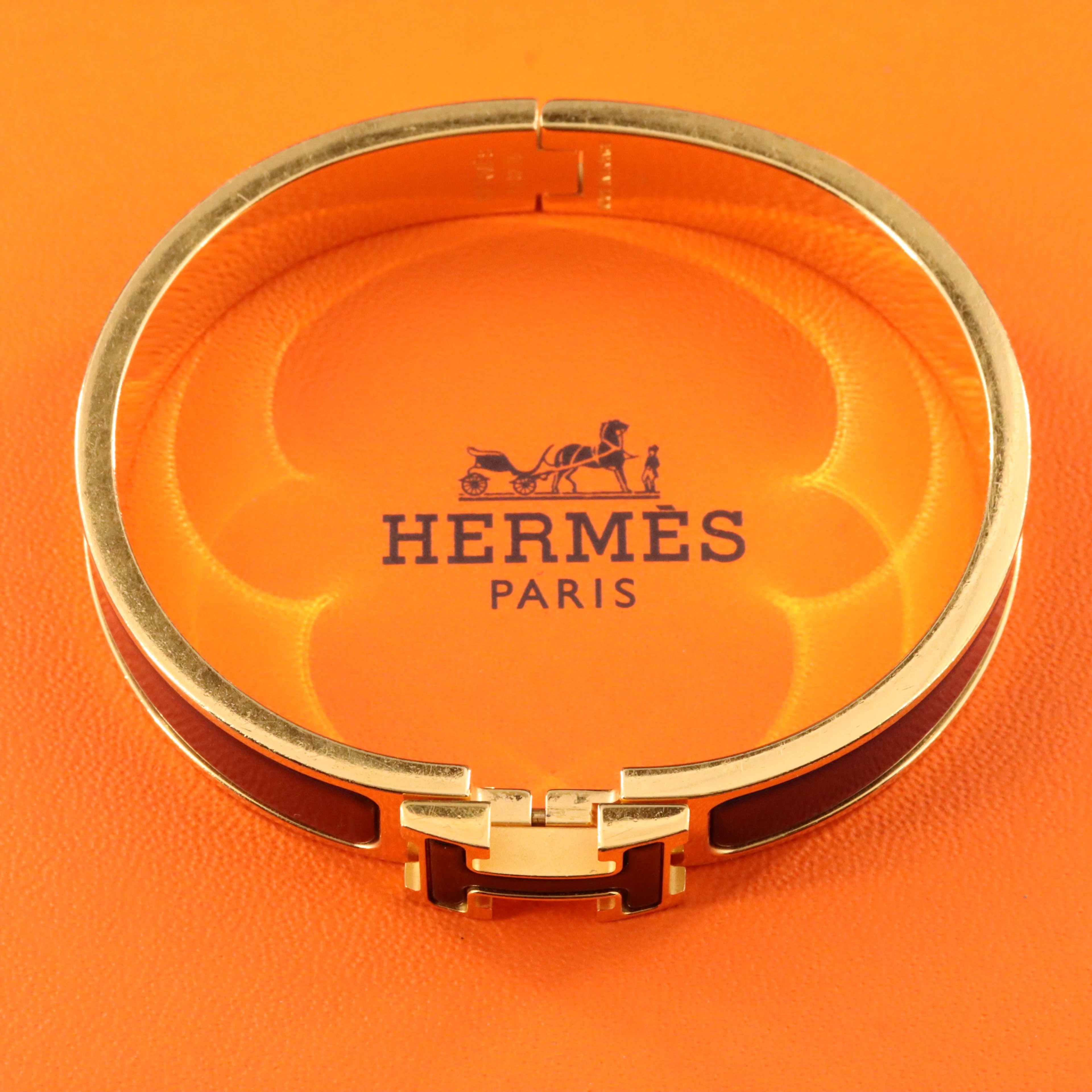 Hermès Clic H Three Color Enamel Bracelet