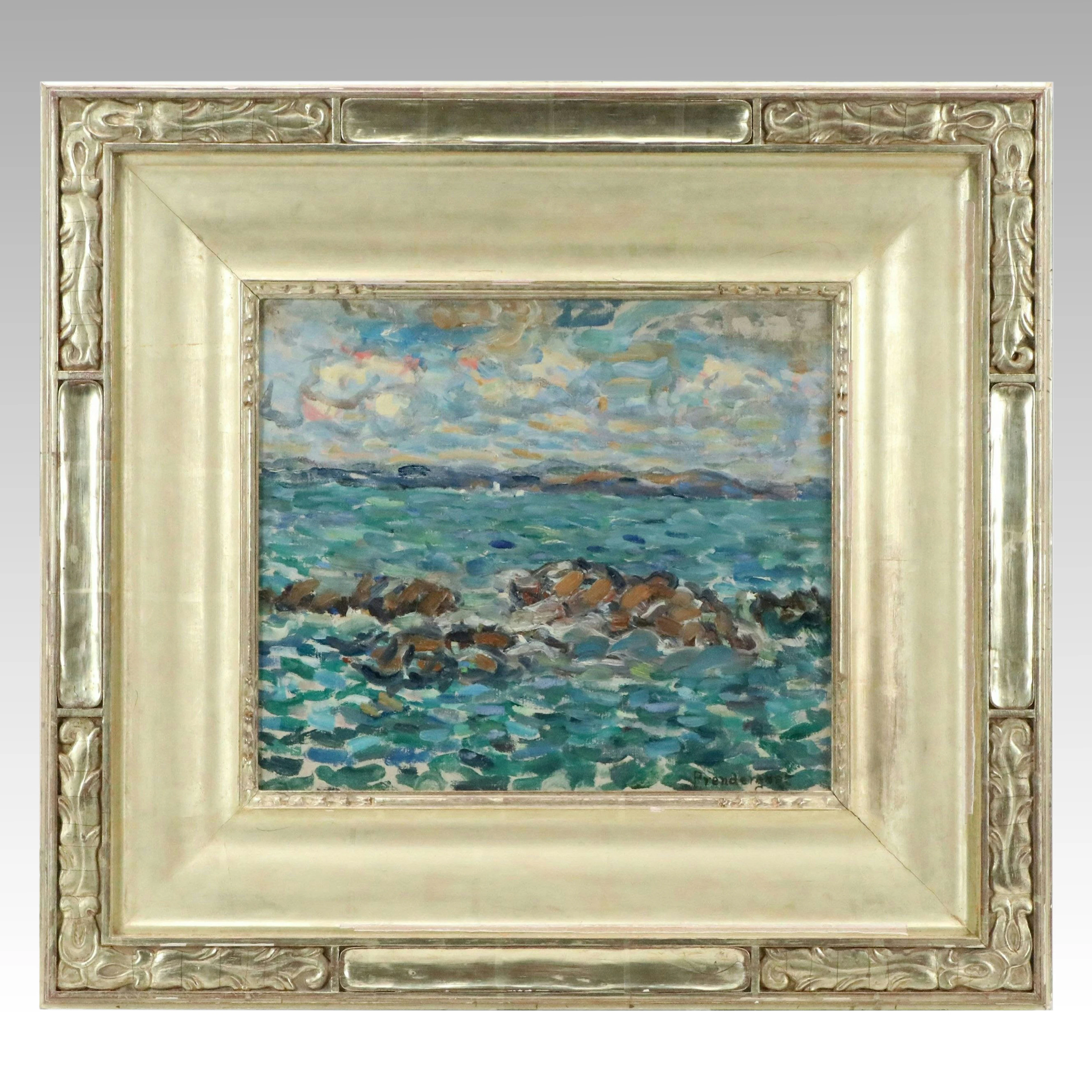Maurice Prendergast Oil Painting of Seascape, Late 19th to Early 20th Century