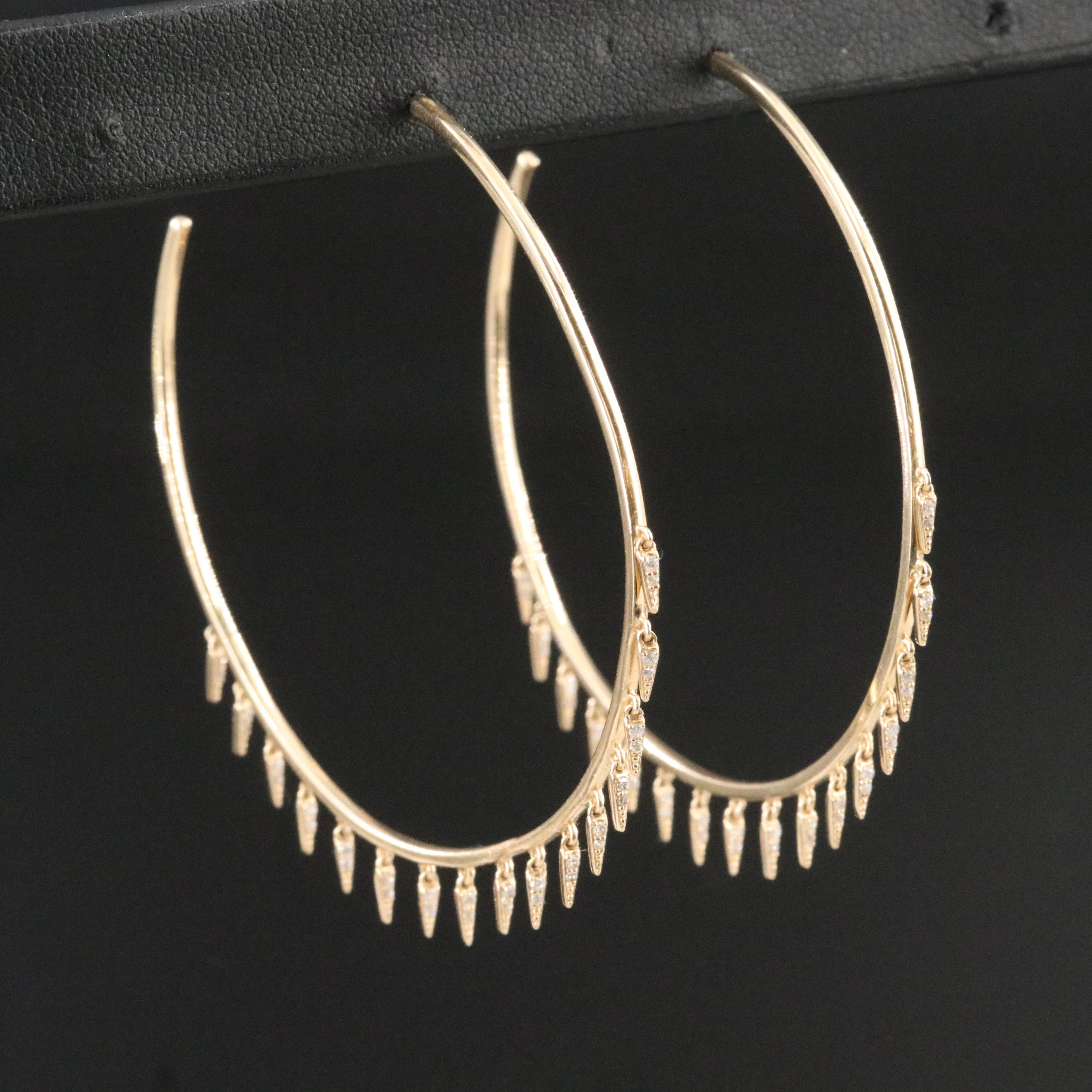 Sydney Evan 14K 0.25 CTW Diamond Fringe Large Hoop Earrings