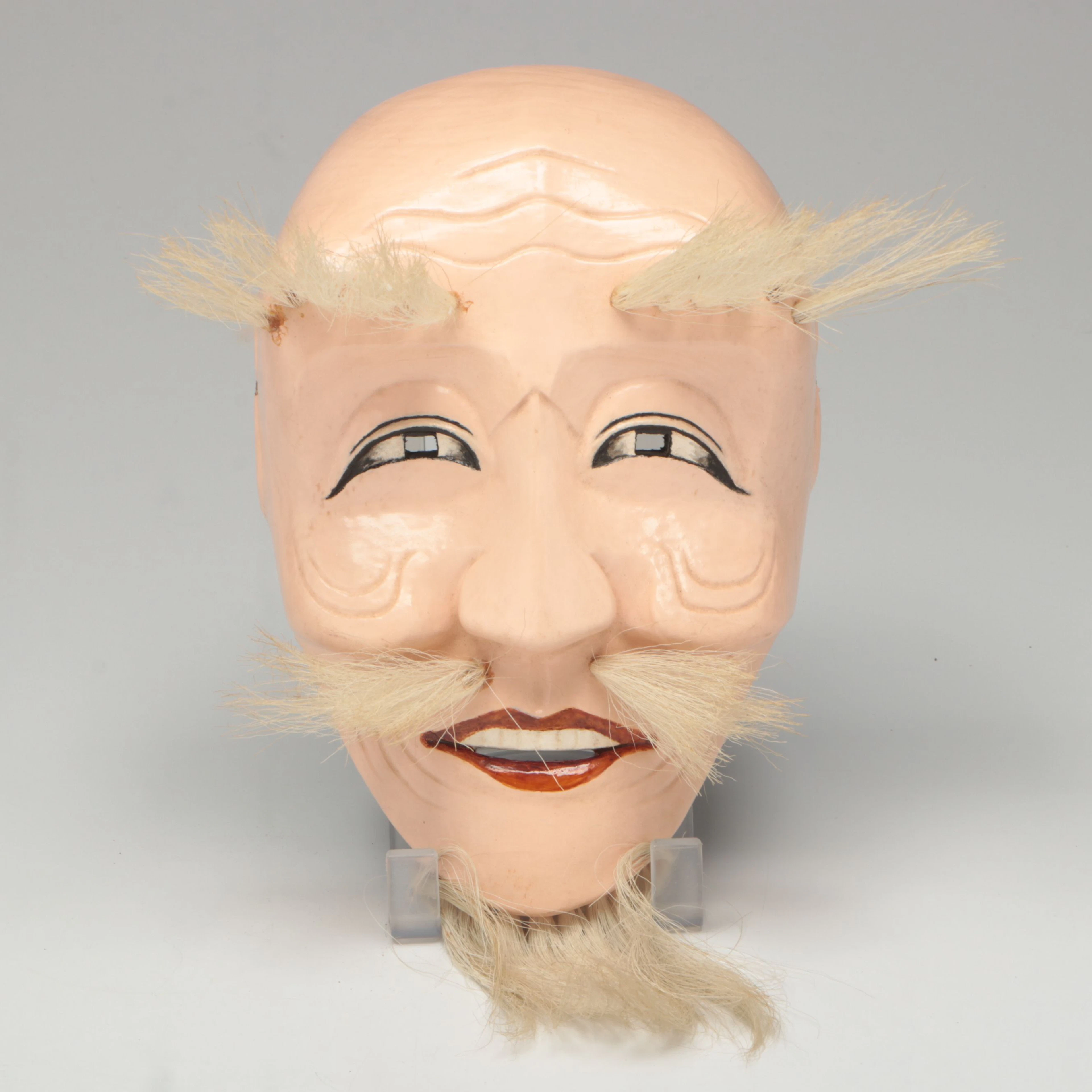 Japanese Hand-Carved Wood Okina Noh Mask