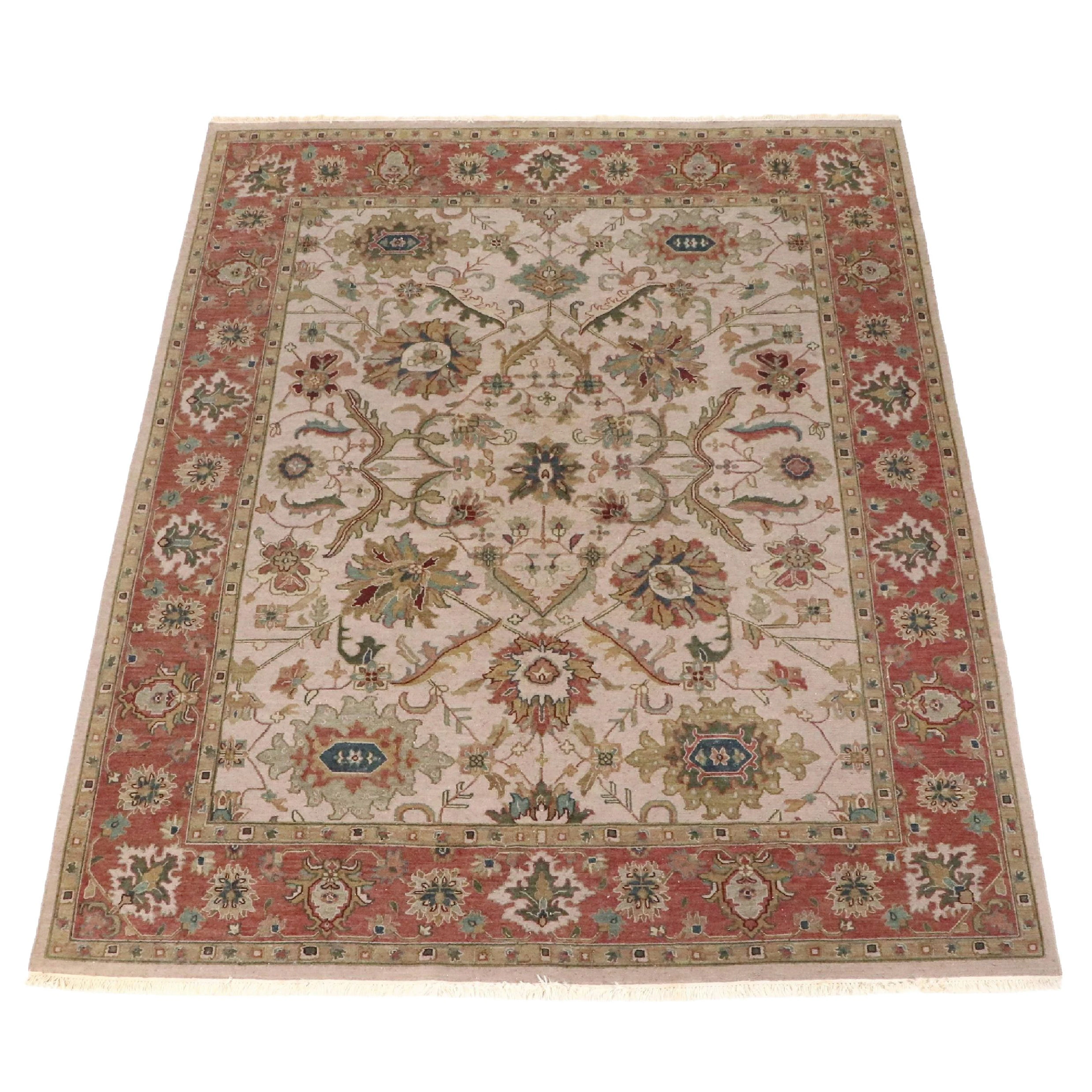 8'1 x 10'2 Handwoven Indian Soumak Area Rug