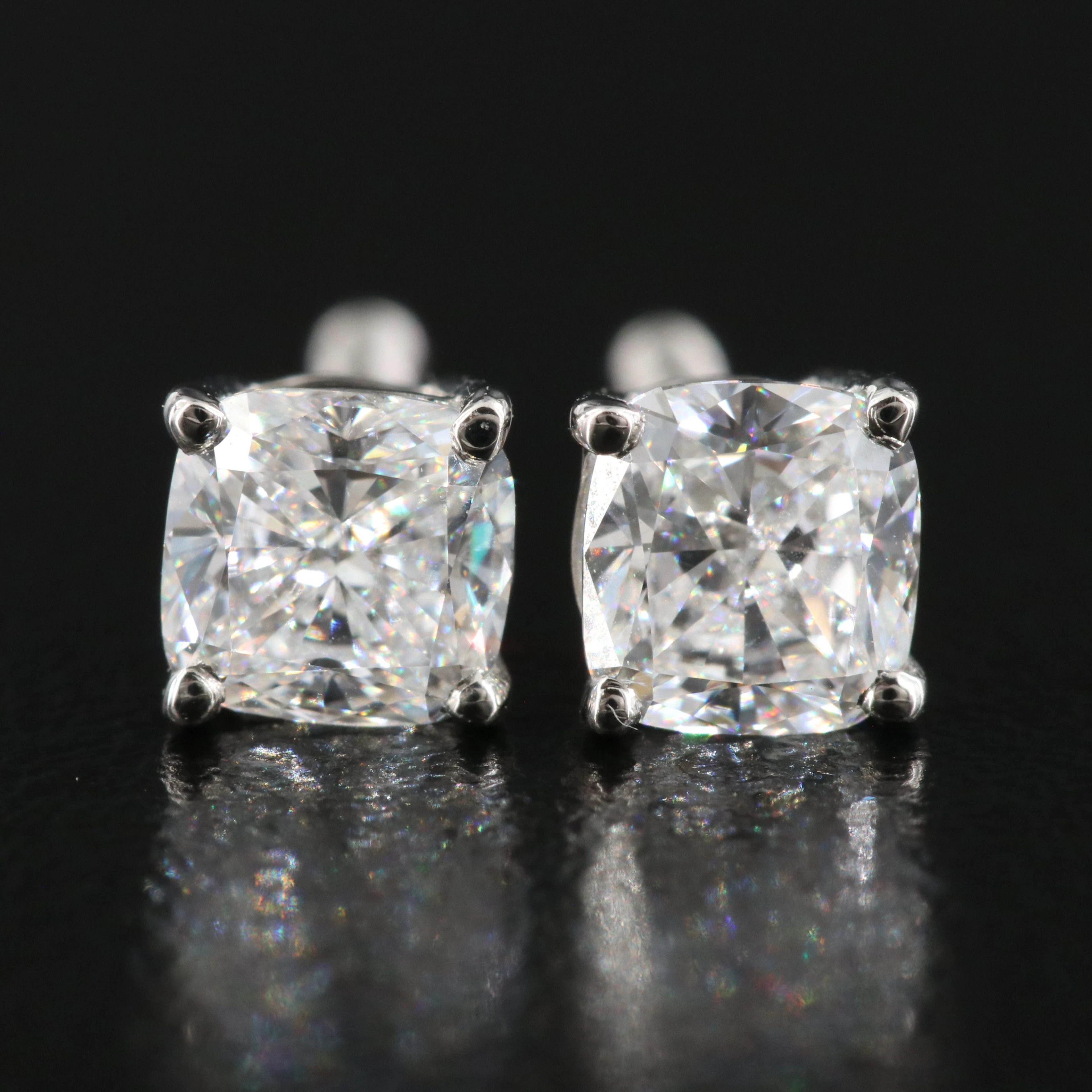 Platinum 1.05 CTW Diamond Earrings with GIA Reports